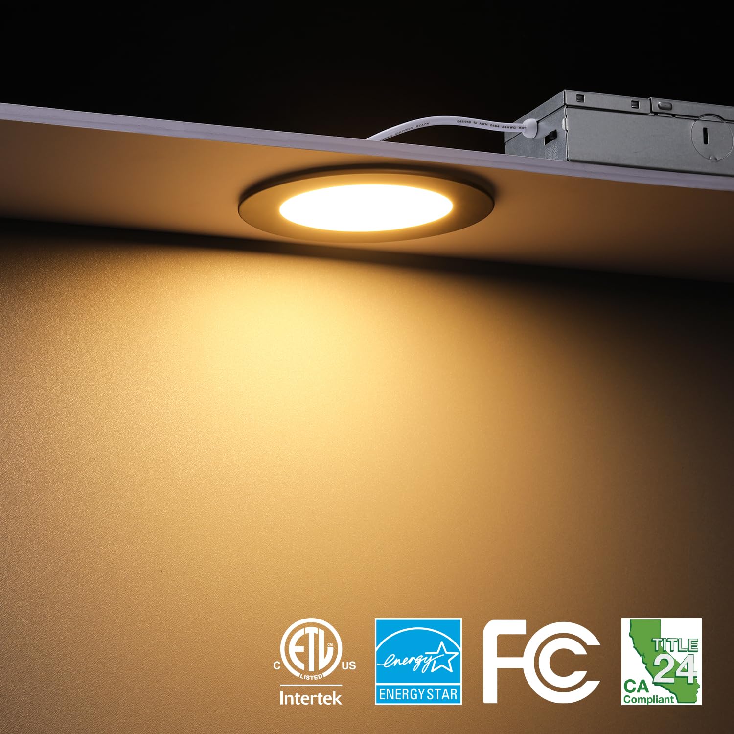 Torchstar 4 Inch 5Cct Slim Recessed Lighting With J-Box, Ultra-Thin Led Recessed Light, Aluminum Dimmable Canless Downlight, Etl&Es, 2700K/3000K/3500K/4000K/5000K, Oil Rubbed Bronze, Pack Of 6
