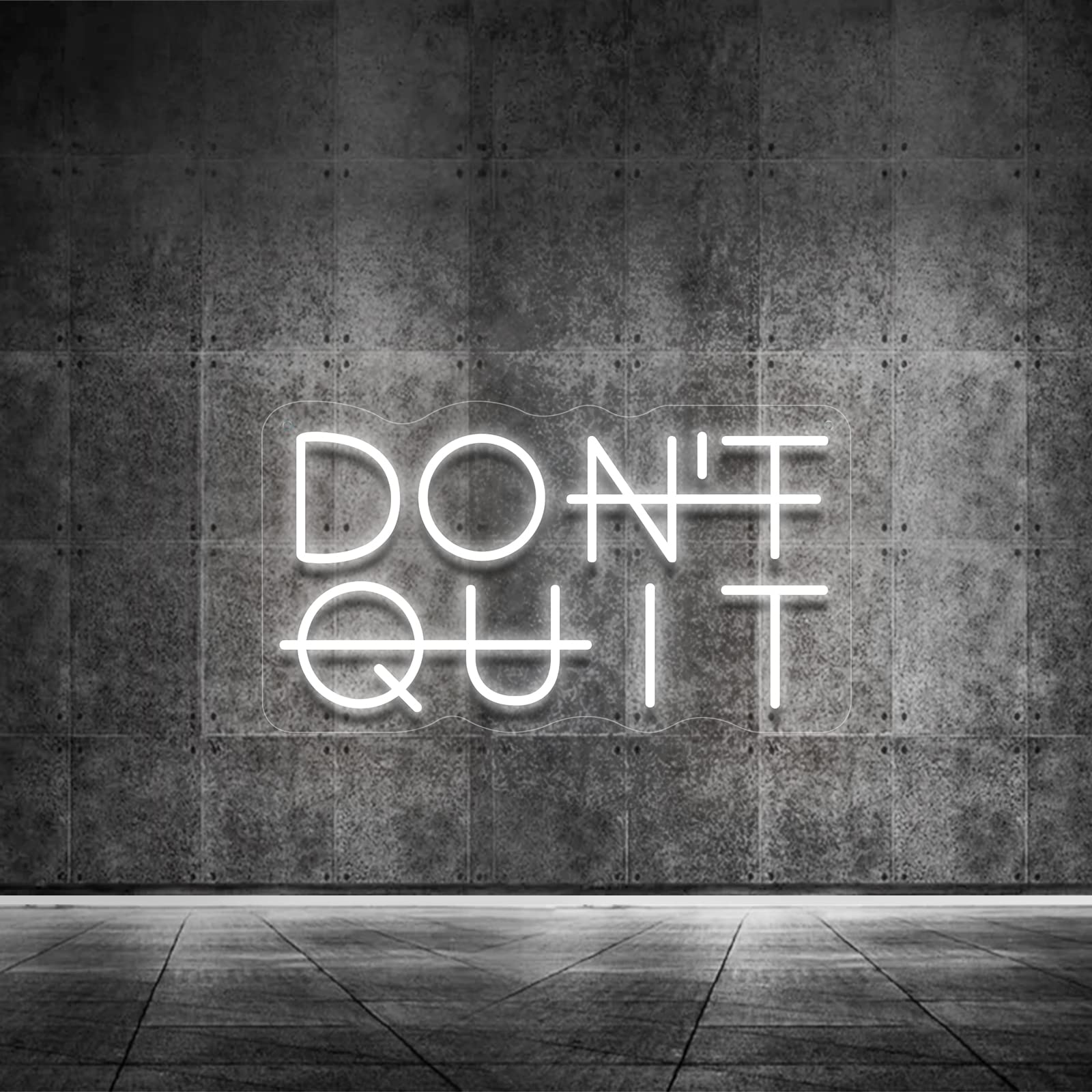 YIKBIK LED Neon Sign - inDont Quitin Wall Decor, USB Powered, Adjustable Lighting, White Color