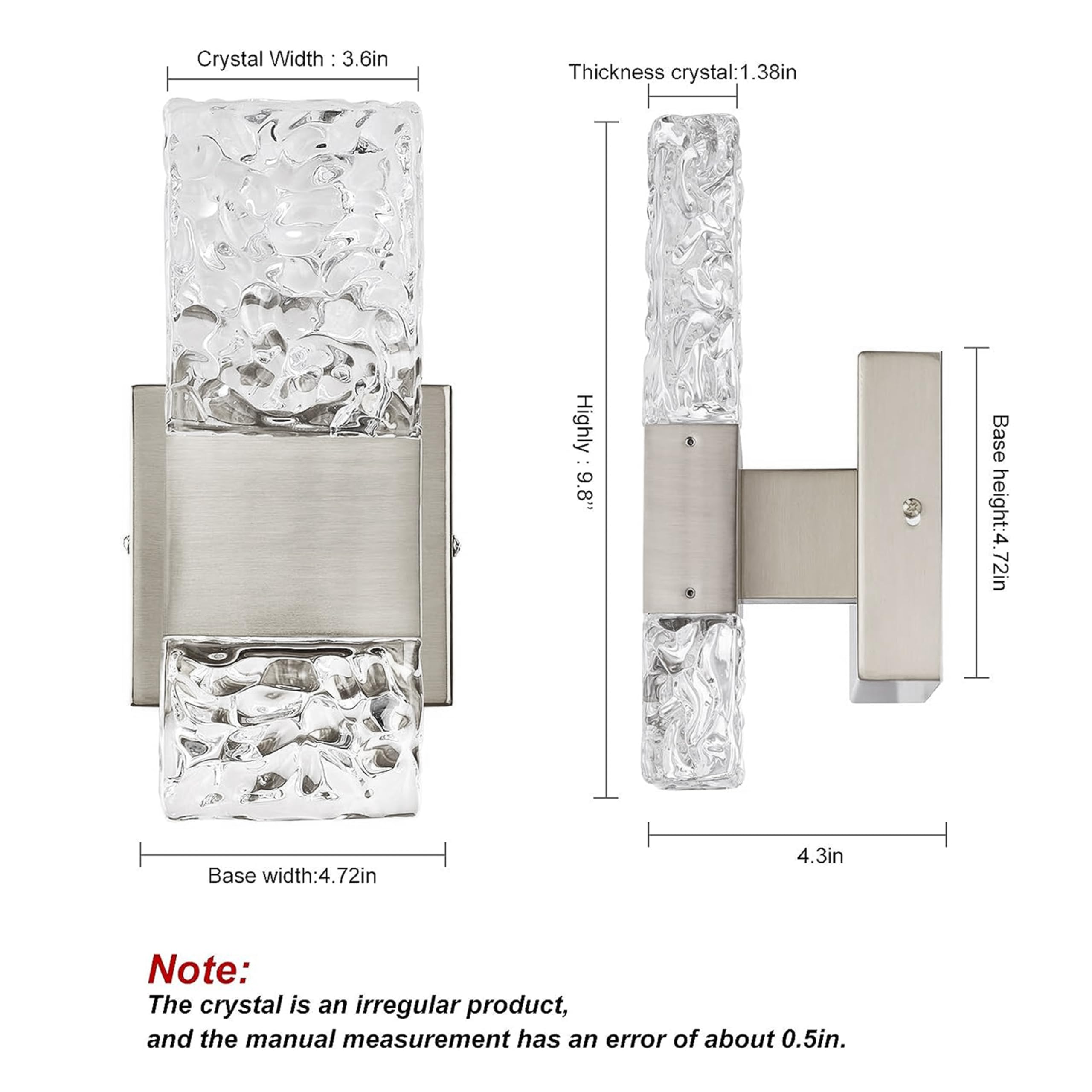OYLYW LED Vanity Light Fixture, Brushed Nickel, 5800K, Stainless Steel, Model 1428, 1 Light for Bathroom Wall Sconce