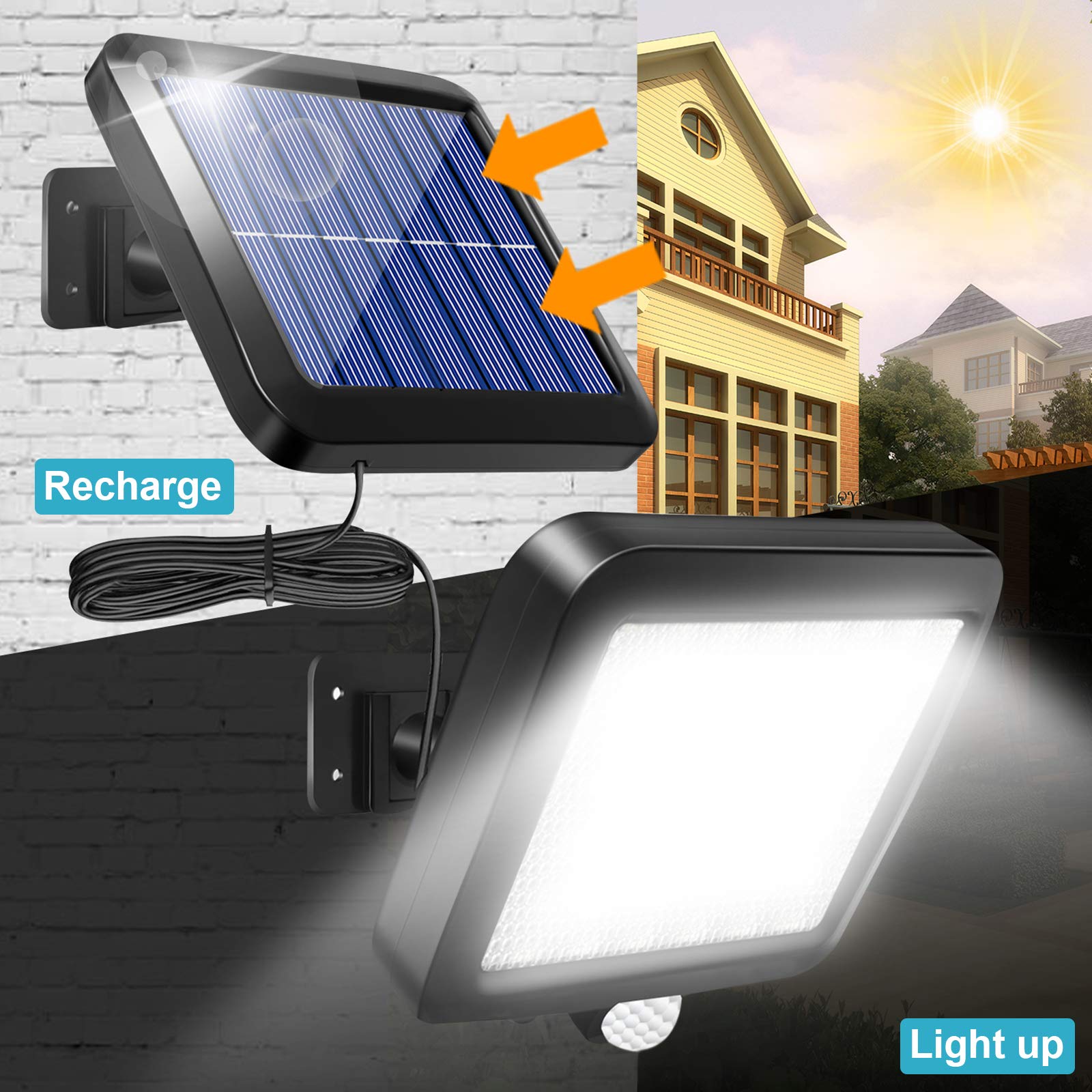 Shuniu Solar Wall Lights With Motion Sensor, 56 Leds, Ip65 Waterproof For Outdoor Use