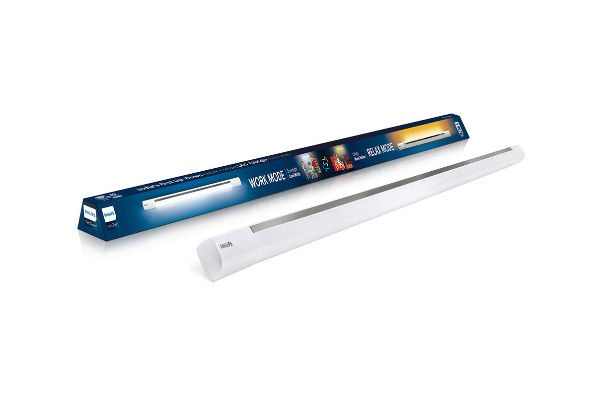 Philips Twinglow 20-Watt +20-Watt Led Up-Down Batten Tubelight (Yellow Uplight Relax Mode and White Downlight Work Mode) Aesthet