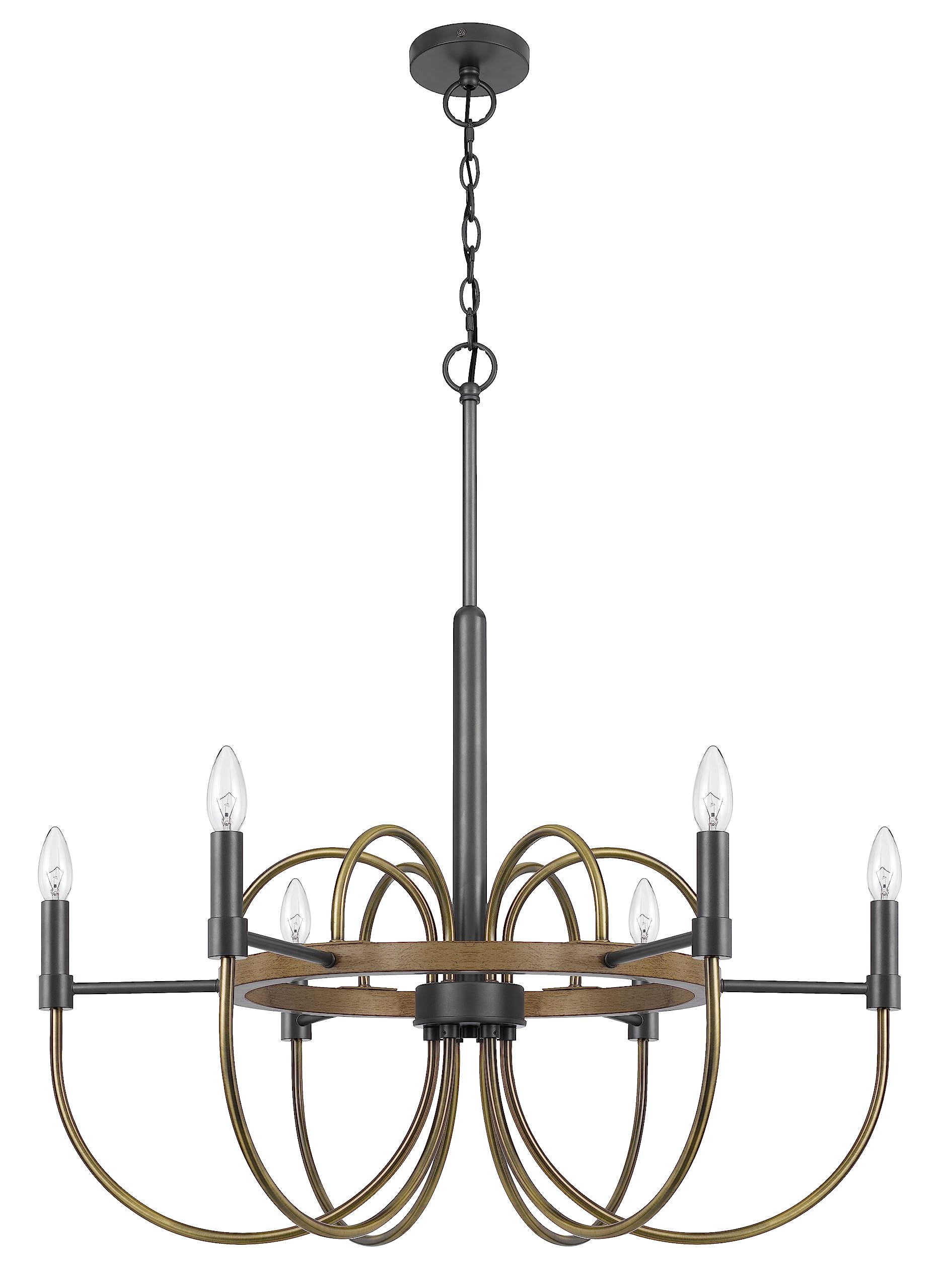 Cal Lighting Seagrove 60W x 6 Metal/Glass Chandelier