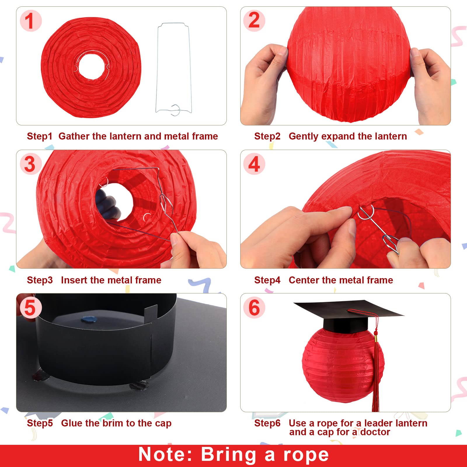 6 Pieces Graduation Cap Hanging Paper Lanterns Grad Cap Paper Lanterns Graduation Lanterns With Black Grad Hat Tassel Lanterns G