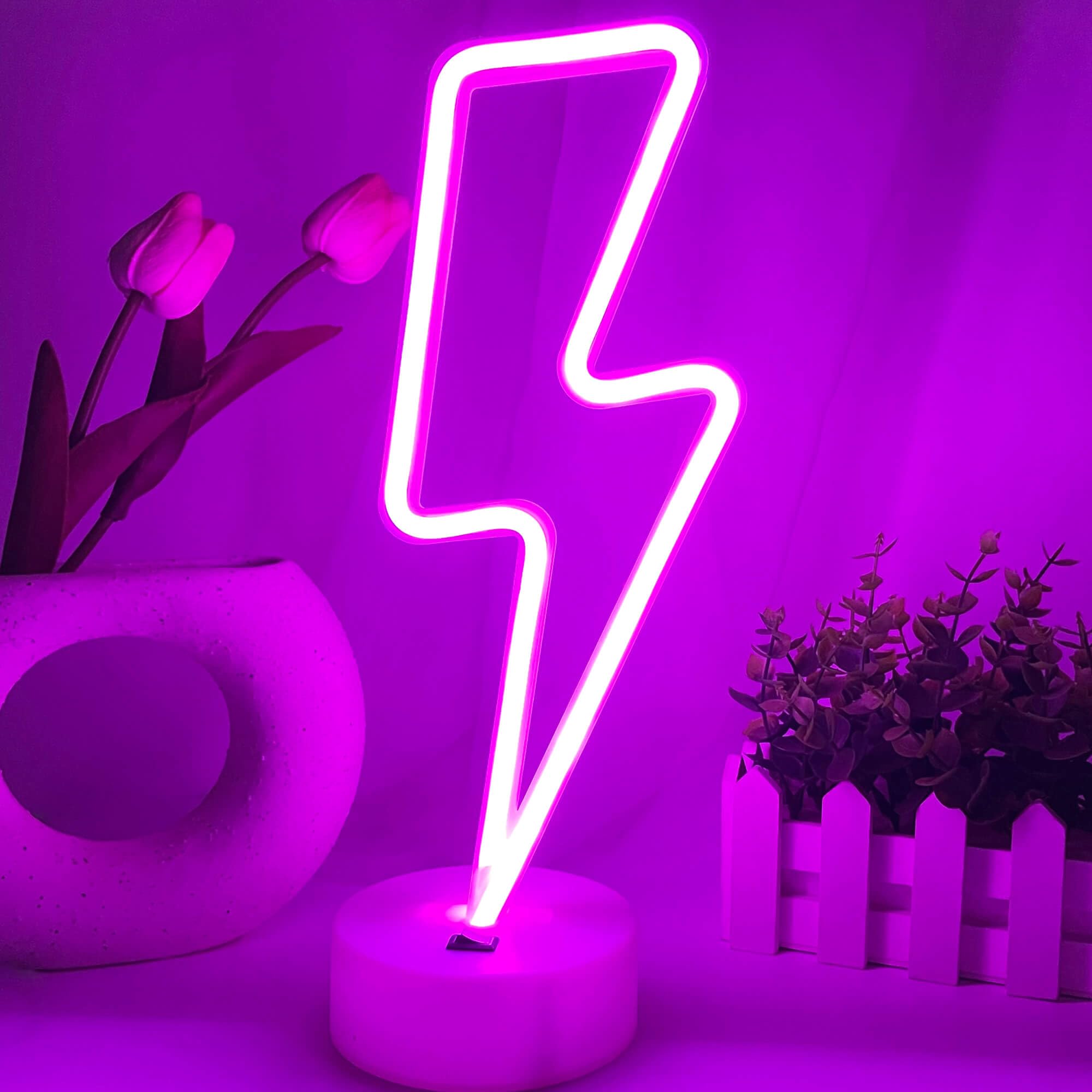 VIFULIN Lightning Bolt Neon Sign - USB/Battery Night Light Decor, Purple, Model QDJZNHD.Z003PP