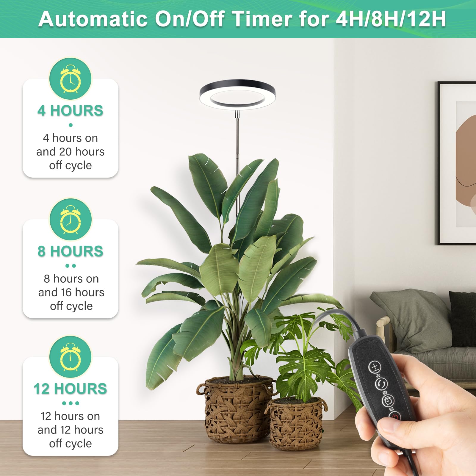 Lordem 10&quot; Full Spectrum Plant Light, 160 Leds Large Grow Light For Indoor Tall Plants, Growing Lamp With 4/8/12H Auto Timer, 10 Dimmable Levels, 3 Spectrum Modes, 61&quot; Height Adjustable, Pack Of 2