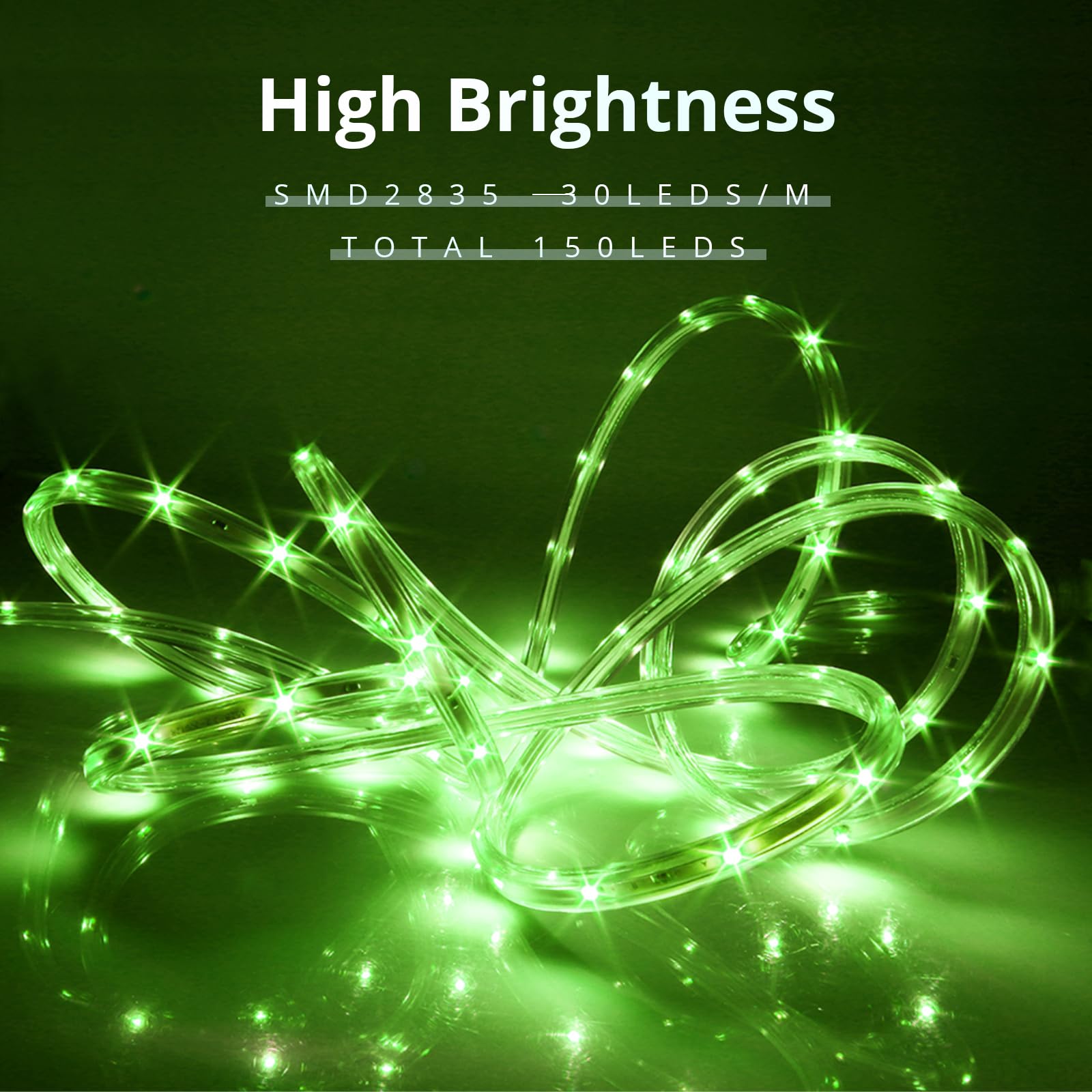Areful LED Rope Lights 33ft Green Flexible Strip Light Waterproof for Home Garden Party Decoration