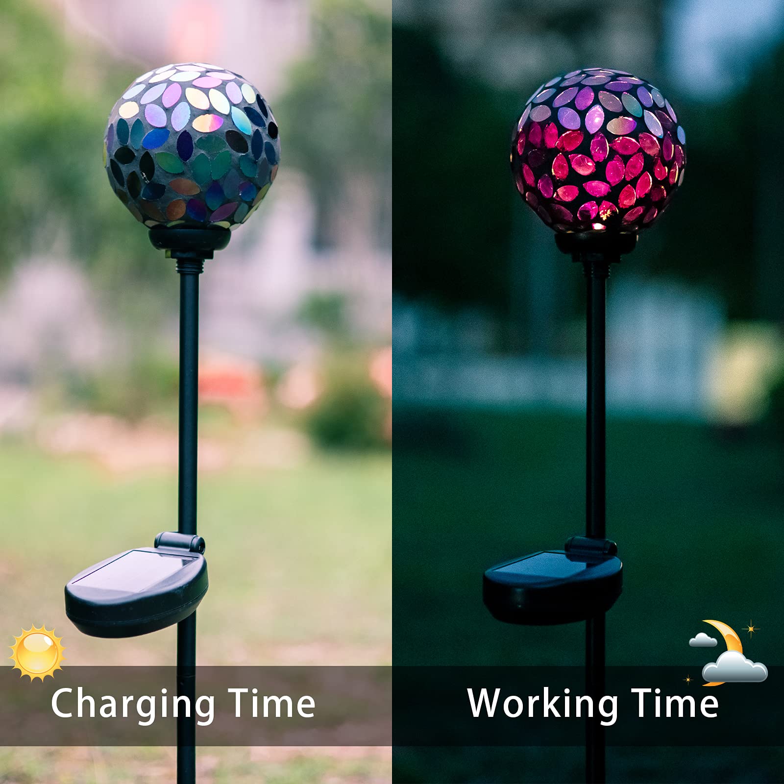 Vcuteka Mosaic Solar Lights - Waterproof Led Garden Stake Light For Lawn & Patio Decoration, Purple