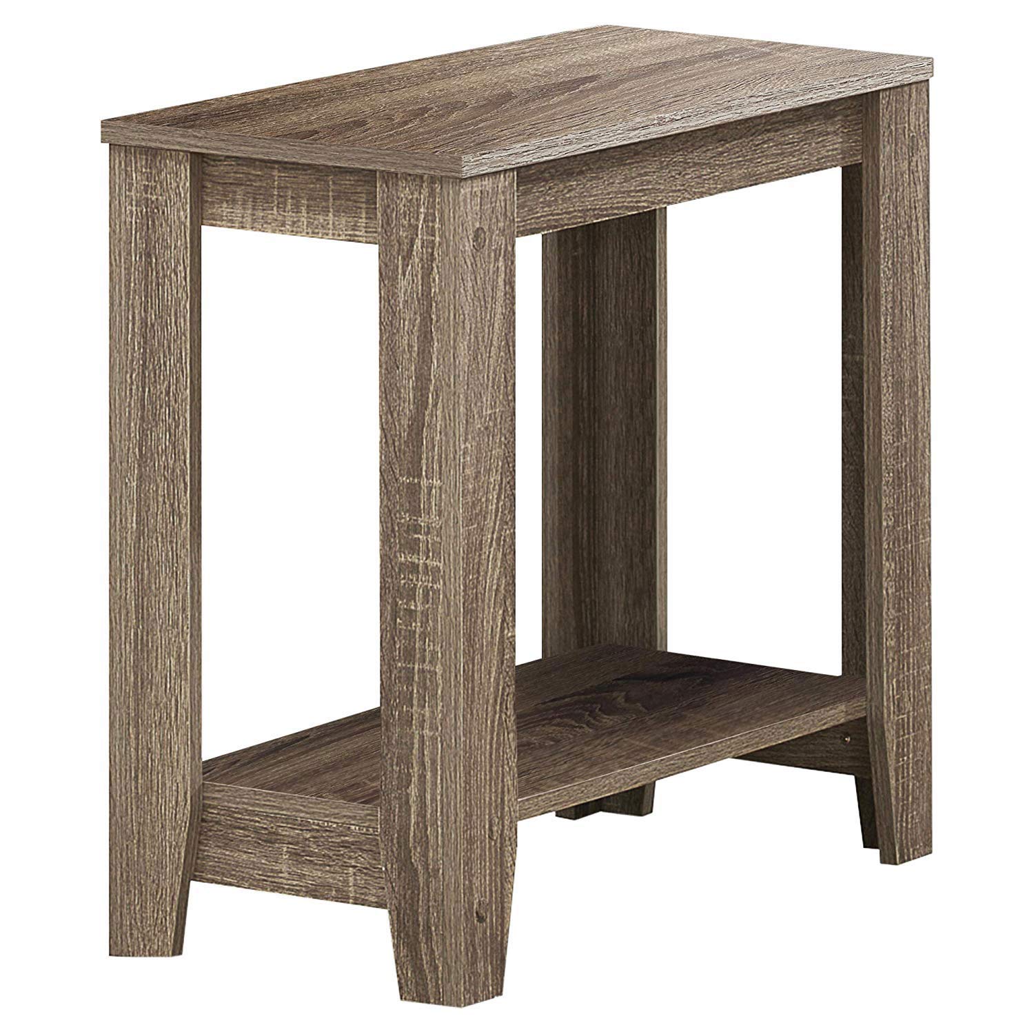 Monarch Specialties Accent End Side Lamp Table With Shelf, 24&quot; X 12&quot; X 22&quot;, Dark Taupe