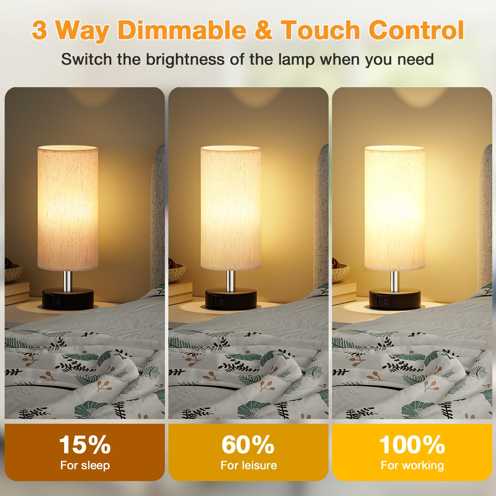 Partageiz Small Touch Bedside Lamp For Bedroom - Table Lamps For Nightstand, Minimalist Night Stands Light Lamp, Desk Lamps For Reading Room, Kids Room, Living Room, Office, Dorm