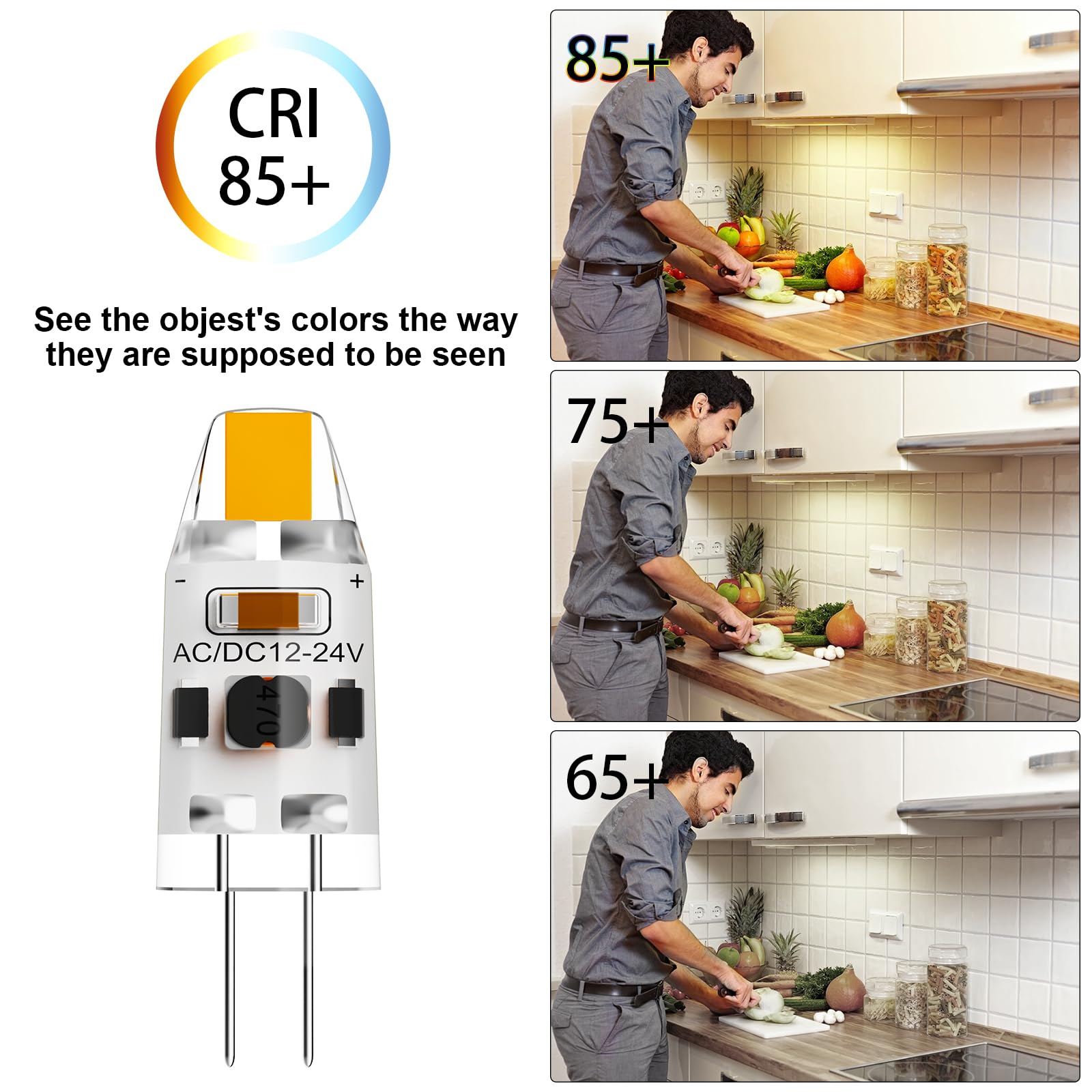 TAIYALOO G4 LED Bulb 10W Equivalent Bi-Pin, 1W, Warm White 3000K, AC/DC 12V, for Under Cabinet & Outdoor Lighting