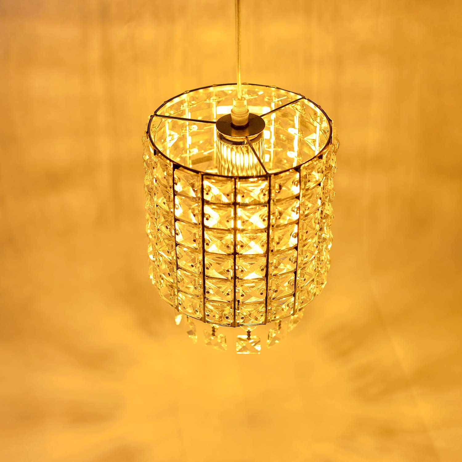 Airposta Dimmable Plug in Pendant Light, Crystal Mini Chandeliers, Modern Chrome Finish Crystal Hanging Chandelier Sparkly Ceili