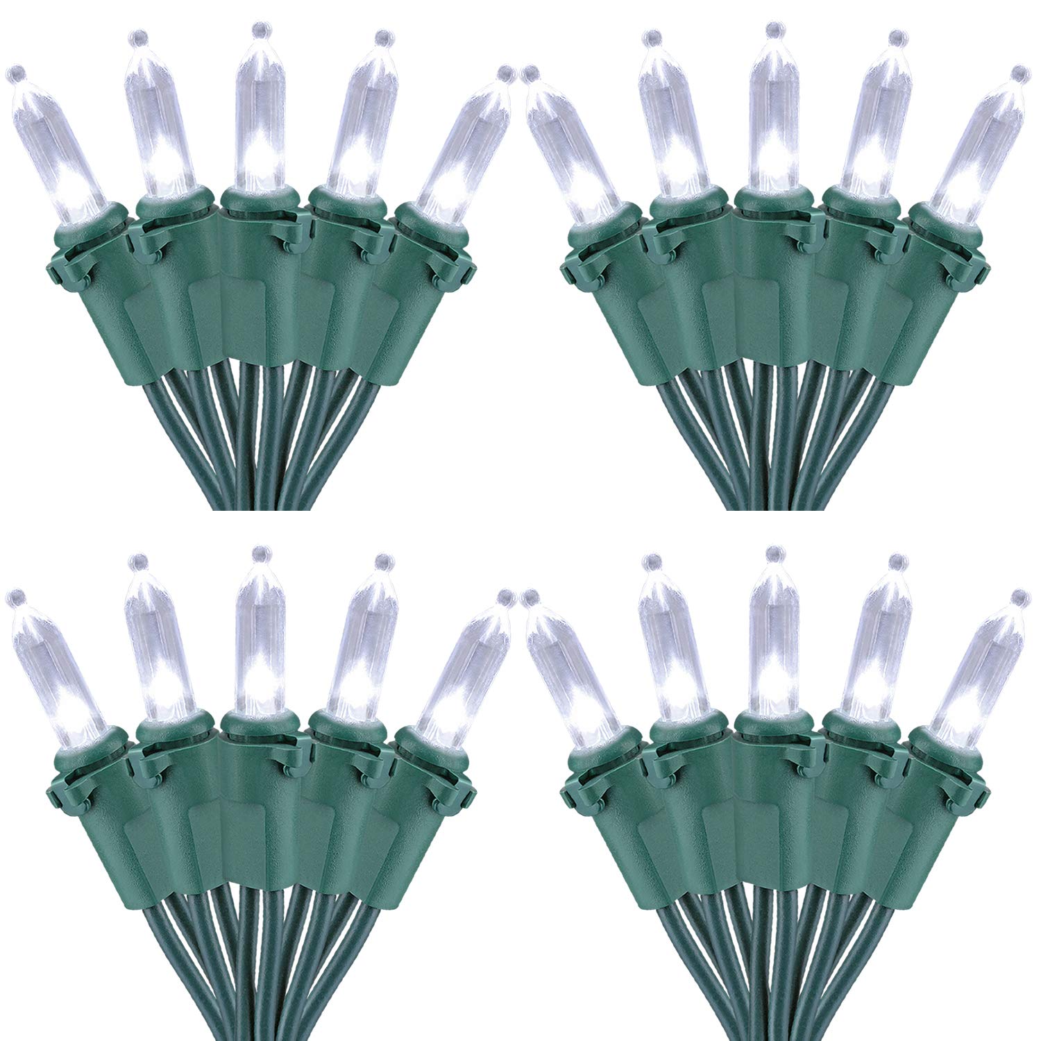 Brizled LED Christmas Lights 4 Pack, 100 LED Mini String Lights, 33ft, Cool White, UL Certified for Indoor/Outdoor Use