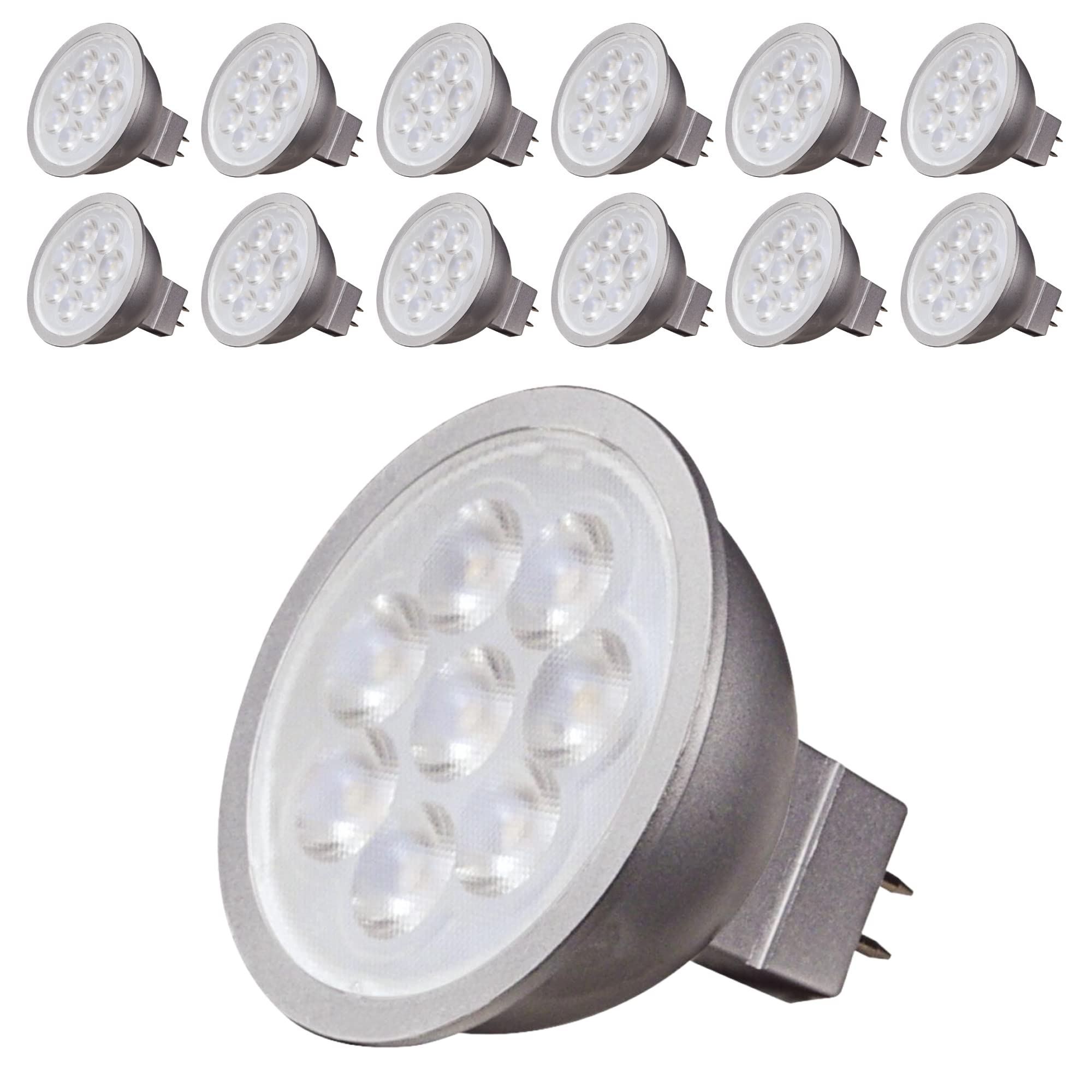 Satco S9499 MR16 Reflector LED Light Bulbs 6.5 Watt 12 Volt AC/DC 5000K 40 Deg. Beam Angle GU5.3 Base Dimmable Damp Location 12 