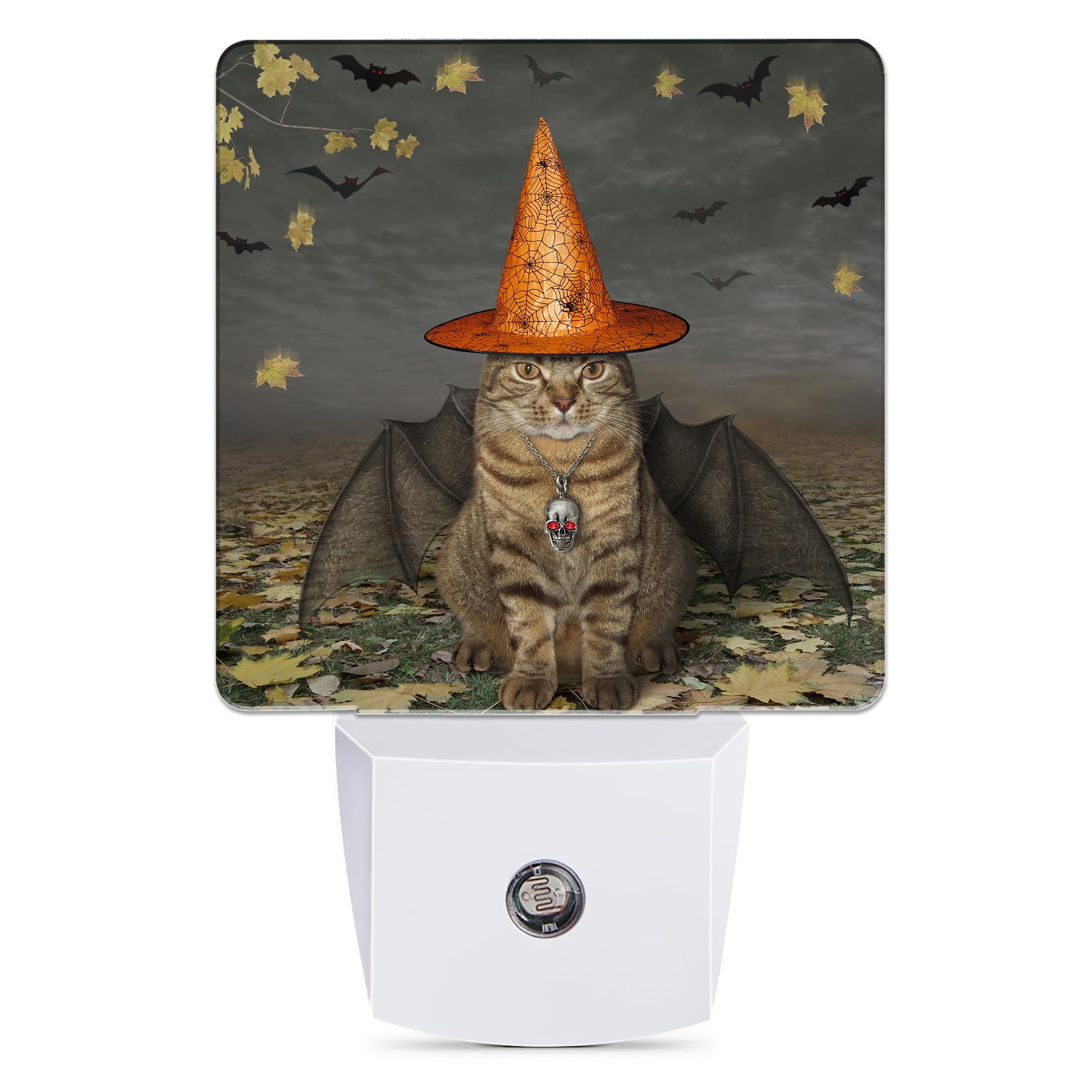 Jopowide Decorations Cat Night Light, Bat Wings Plug Into Wall With Dusk To Dawn Light Sensors, Warm Nightlights For Bedroom, Bathroom, Hallway, Kitchen, Gifts Ideal For Boys Girls Women Men