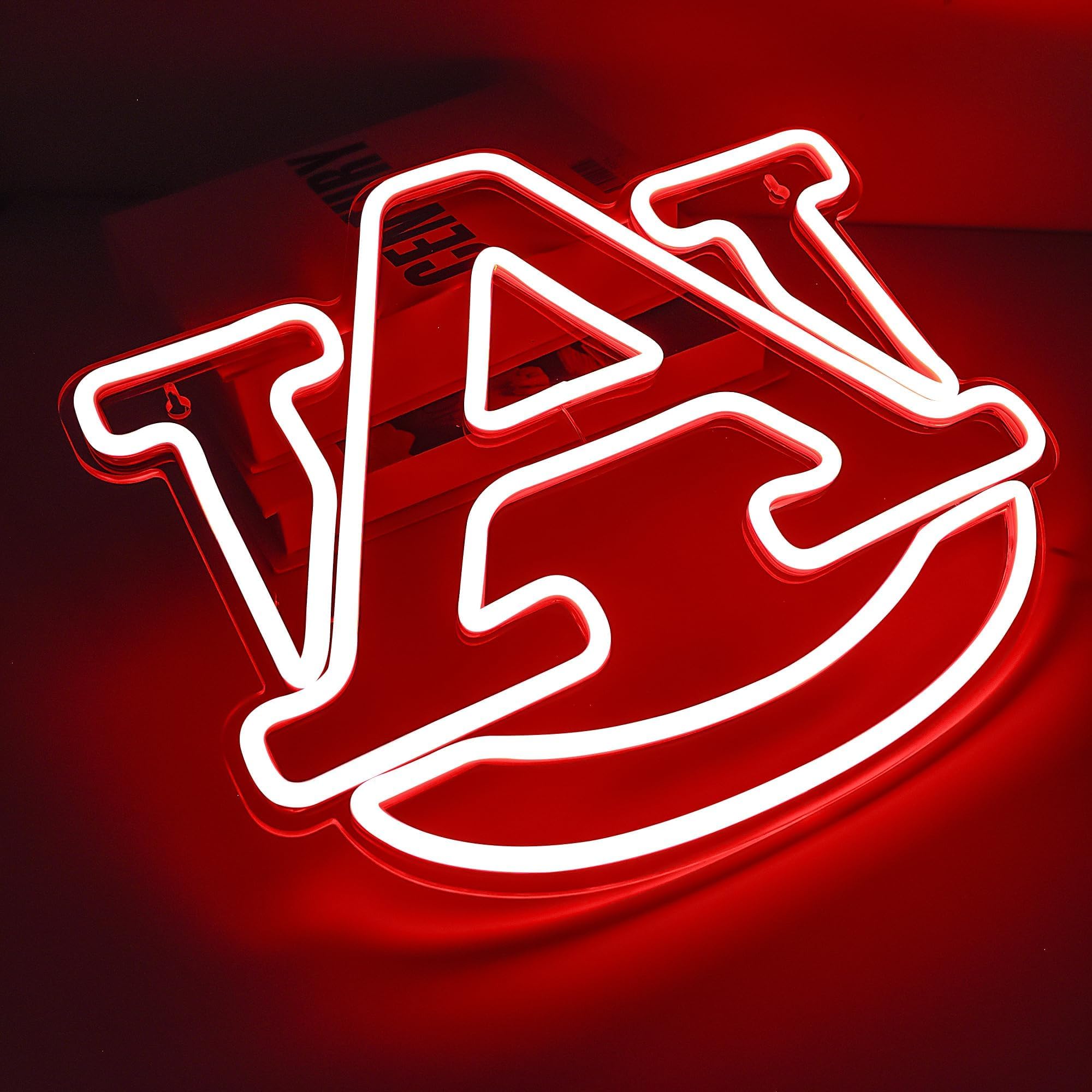 FTMGGDG University Neon Sign, Acrylic LED Basketball Team Logo, 13.77x11.81in, Auburn-Red, Model FMXD100