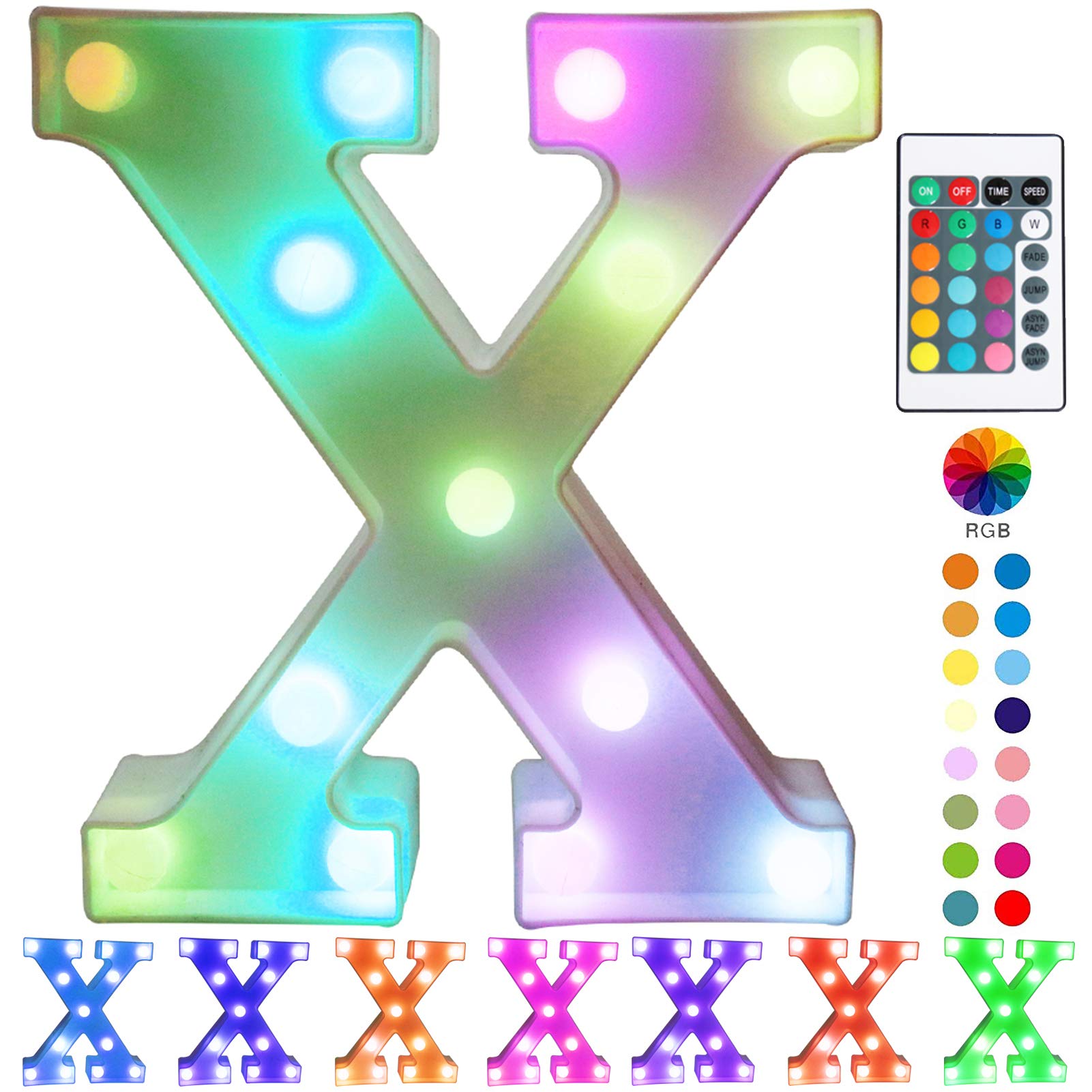 Pooqla Led Marquee Letter Lights, Remote-Controlled, Multicolor Rgb, Plastic, Model Jh-Qcbzm-24, Perfect For Home Party Decor