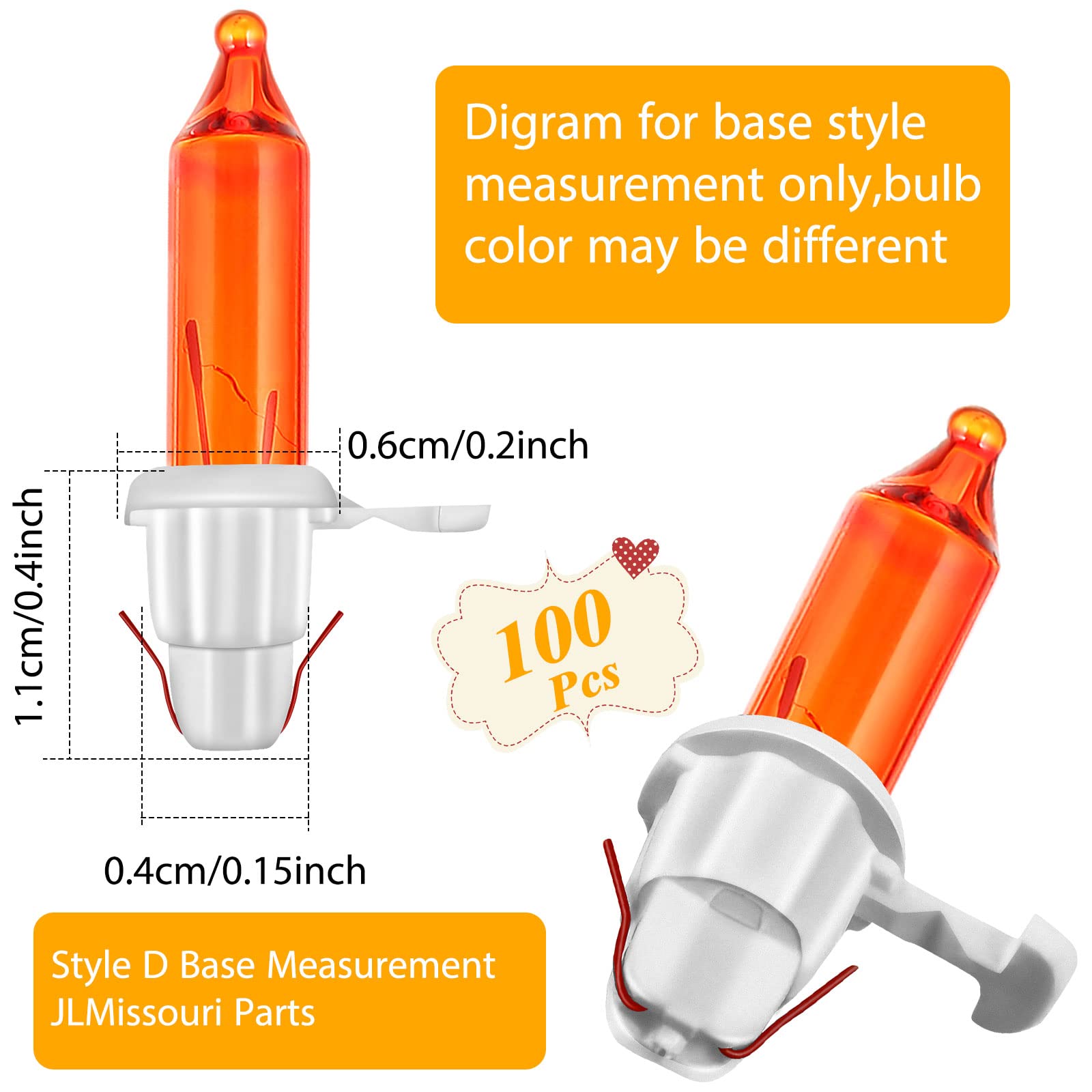 100 Count 2.5V Christmas 50/100/150/200 Count Mini Incandescent Wire String Lights Replacement Bulbs Indoor/Outdoor Christmas Lights Decorations For Home Xmas Tree (White Base With Orange Bulb)