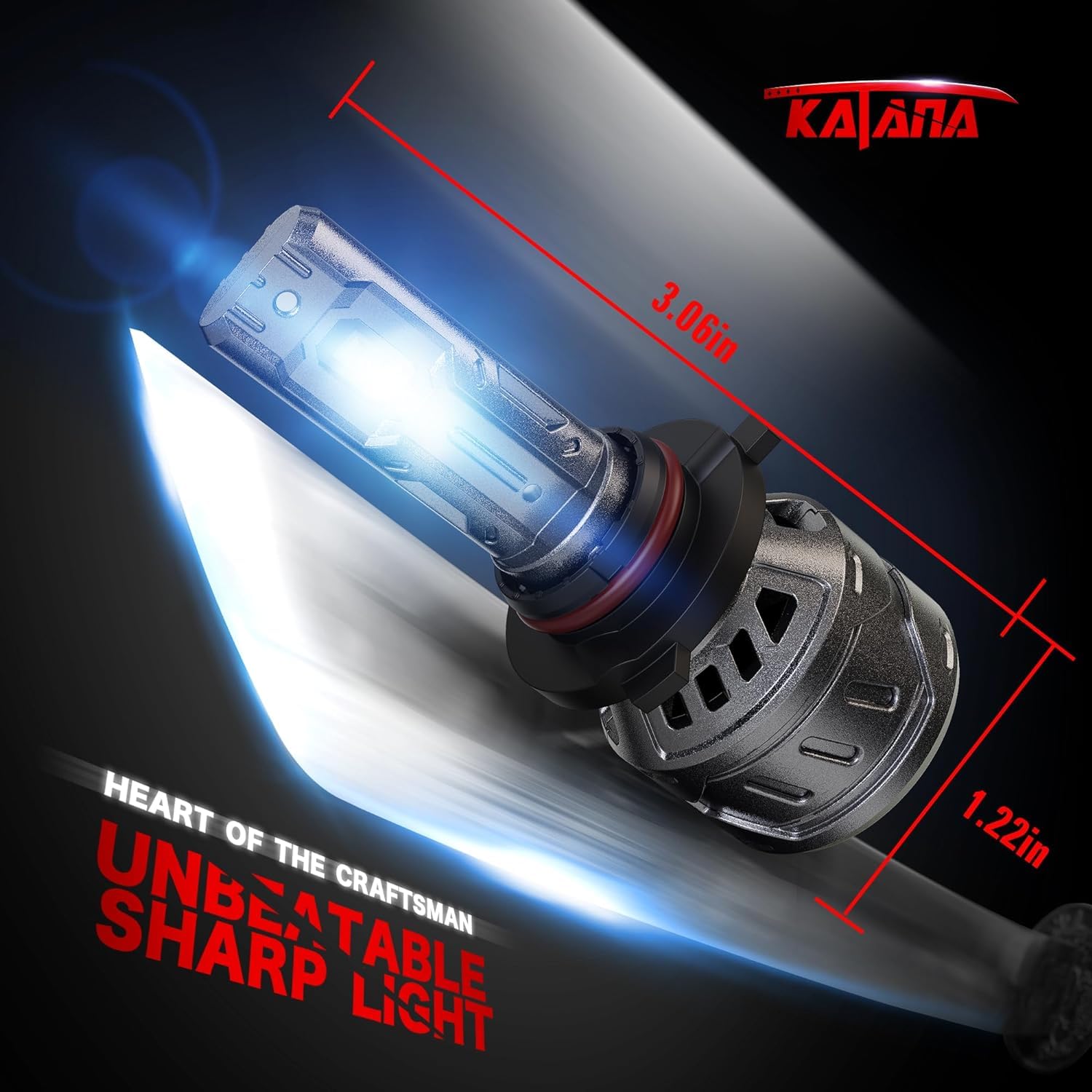 Katana Fog Light Combo 9005 9006, 800% Brightness, 6500K White, Mini Size, Pack of 4, Aluminum