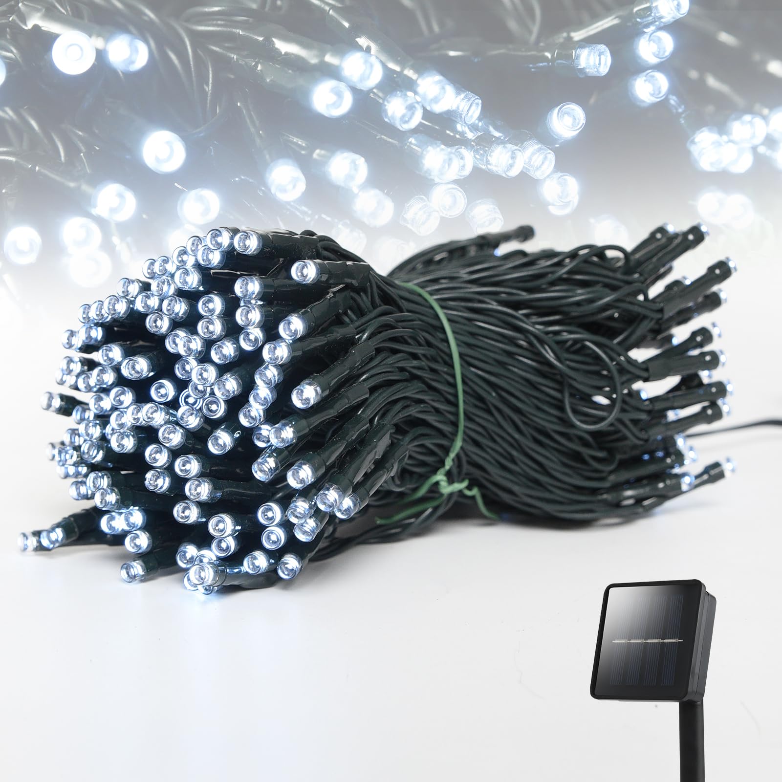 Dailyart Solar String Lights Outdoor, 82ft Cool White Solar String Lights 200 Led Solar Fairy Lights for Outside Waterproof 8 Li