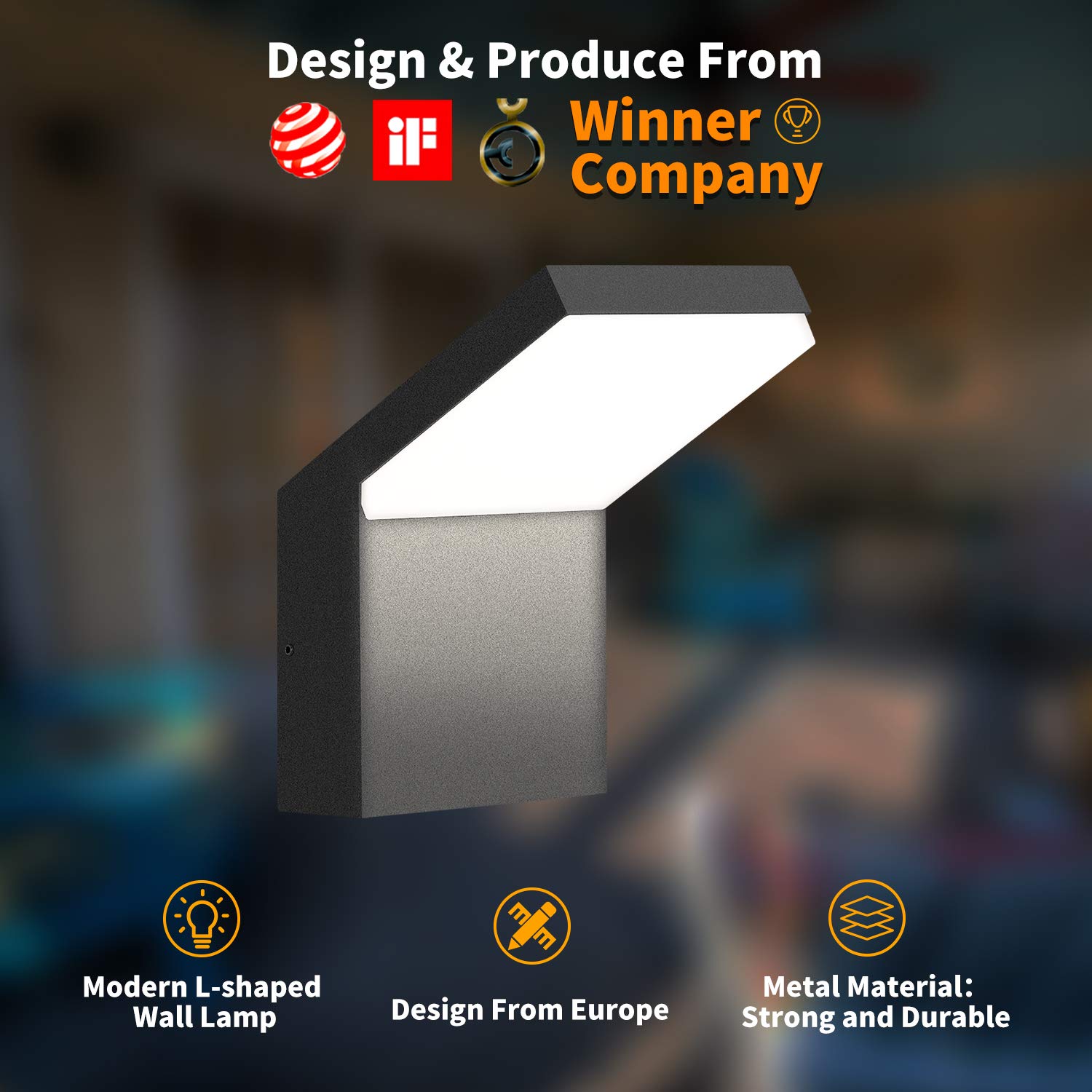 Lustrlach Led Outdoor Wall Light Fixture, Ip54 Waterproof Modern Sconce For Patio & Garden, 1800Lm