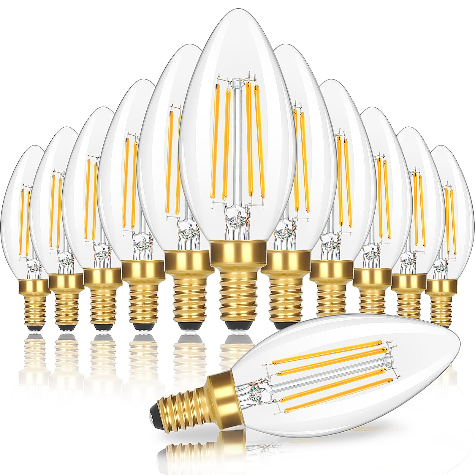 Dimmable E12 Candelabra Led Light Bulbs 60 Watt Equivalent, 6W 630Lm Chandelier Light Bulb 2700K Soft Warm White, Vintage Led Fi