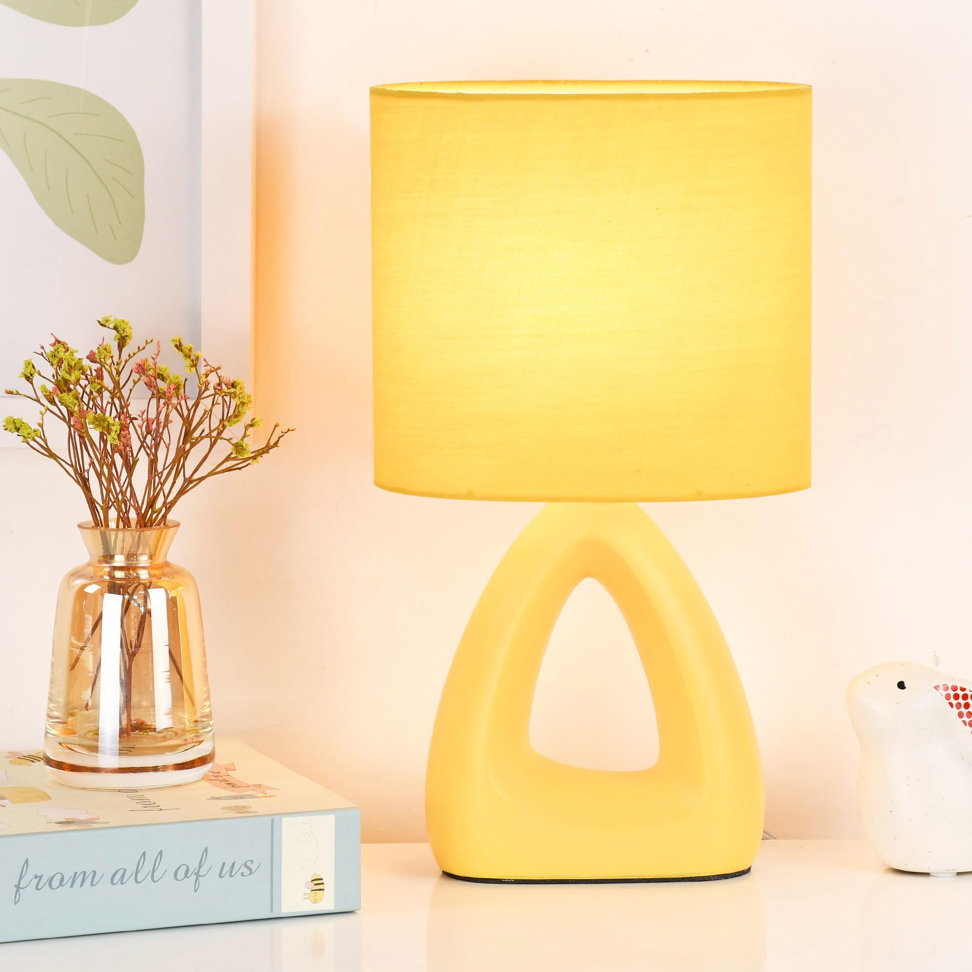 Lampwell LILA Small Table Lamp for Living Room as Bedside Table Lamp for Bedroom,Modern Ceramic Table Lamp,Kids Table Lamp,Night