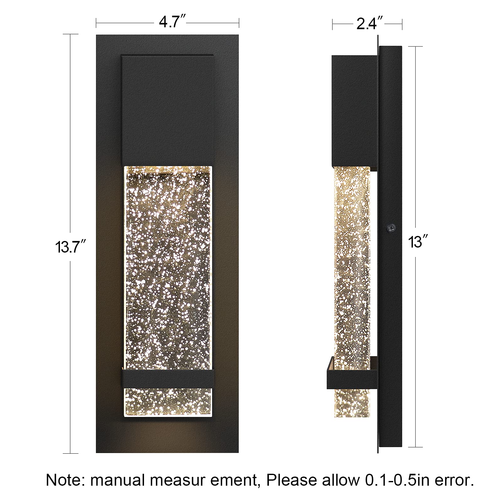 Partphoner Modern Wall Sconce, Led Wall Light With Crystal Bubble Glass Modern Porch Light Outdoor Indoor Wall Fixture 12W Lumen