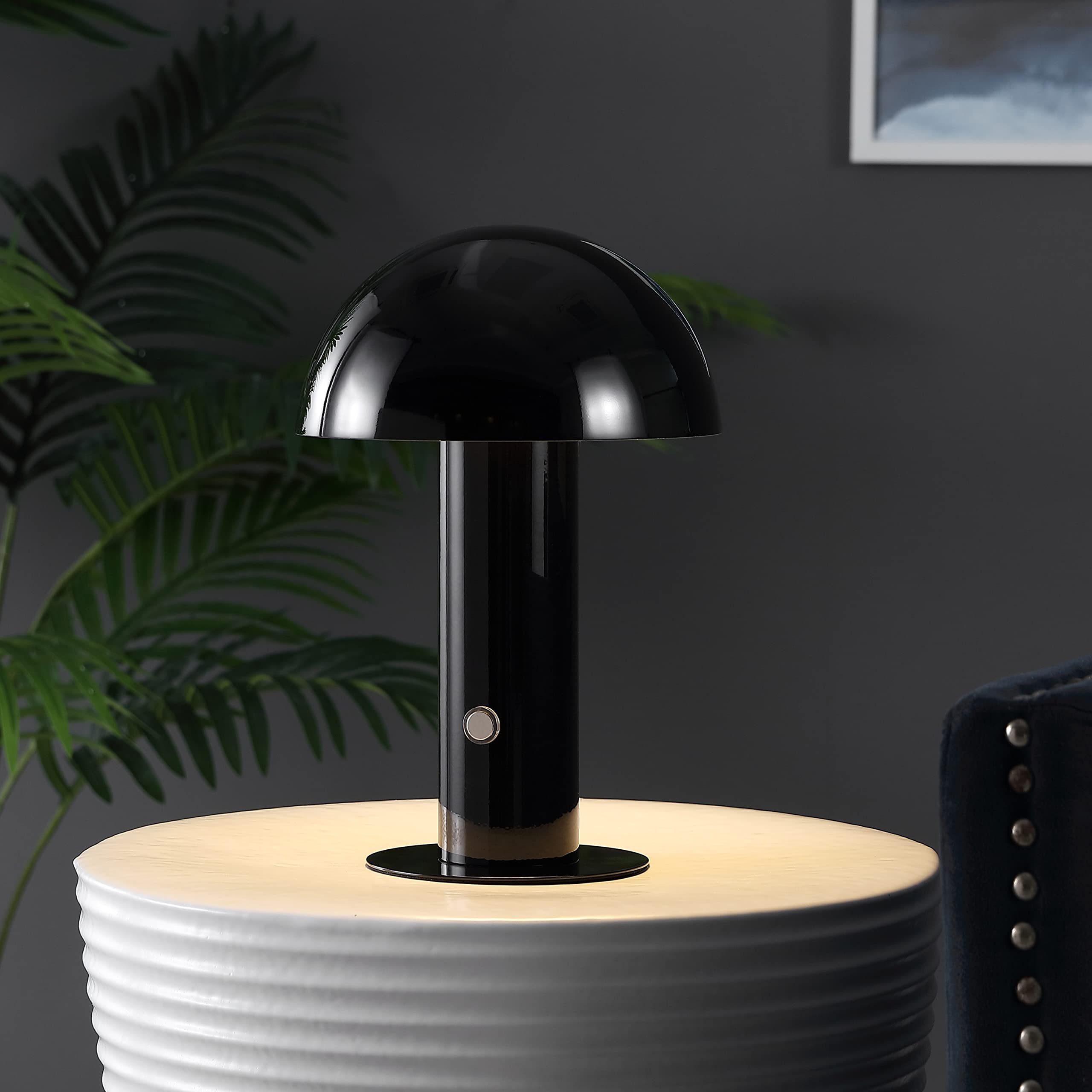 Jonathan Y Jyl7115A Boletus 10.75'' Contemporary Bohemian Rechargeable/Cordless Portable Iron Integrated Led Mushroom Table Lamp