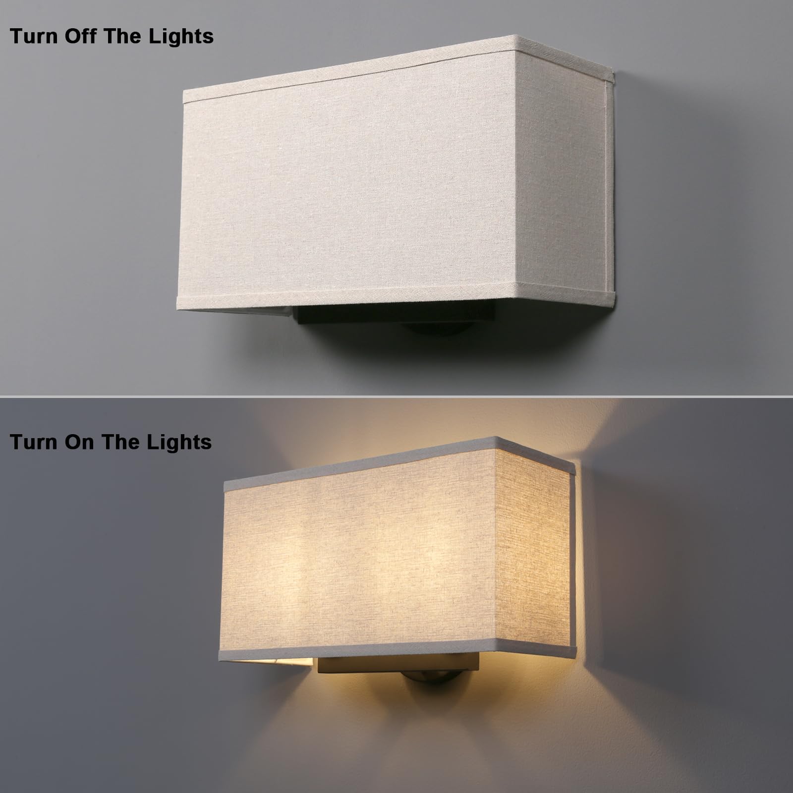 Yosoan Linen Boho Wall Sconce Stairwell Fixture Light, 2-Light Indoor Hardwired Vanity Dual Vintage Industrial Bedside Sconce Wa