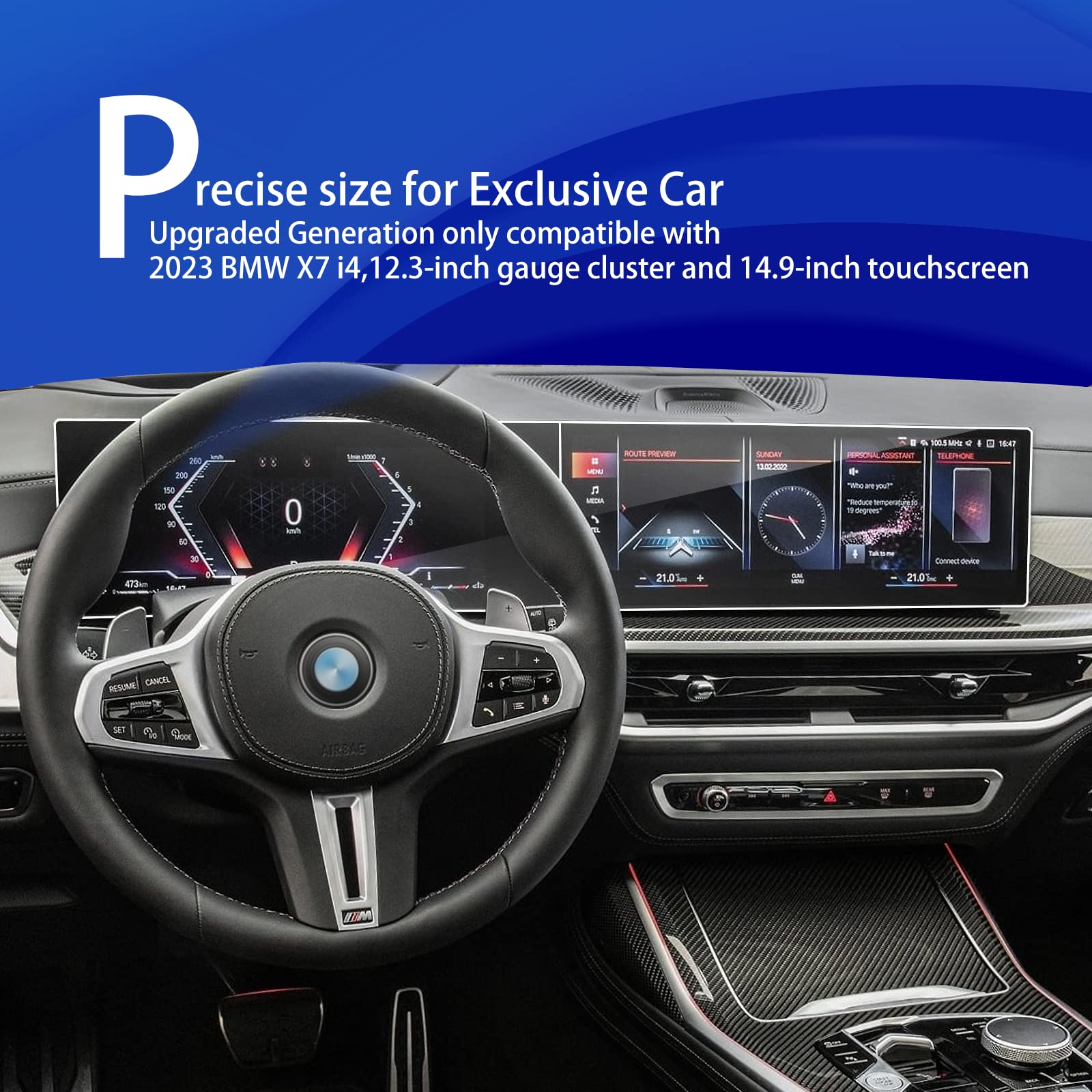 XXCIWP BMW 3 Series Screen Protector - Tempered Glass, Model ZBZB0104, Fits 2023-2025 X7, i4, i7, iX,
