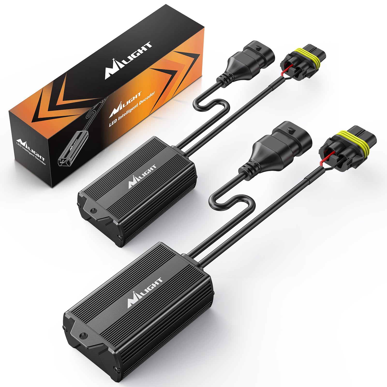 Nilight 9005/9006/9012 LED CANbus Decoder - Anti-Flickering Harness Error Free Resistor Capacitor for LED Headlight Bulb, Pack o