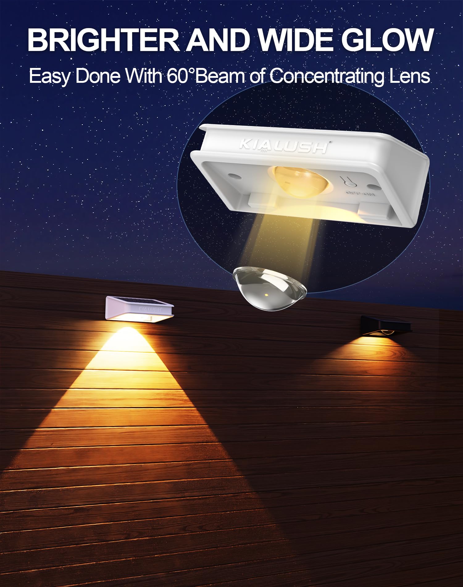 KIALUSH Solar Fence Lights 20 Pack, 3 Modes, Waterproof IP65, 35lm, White
