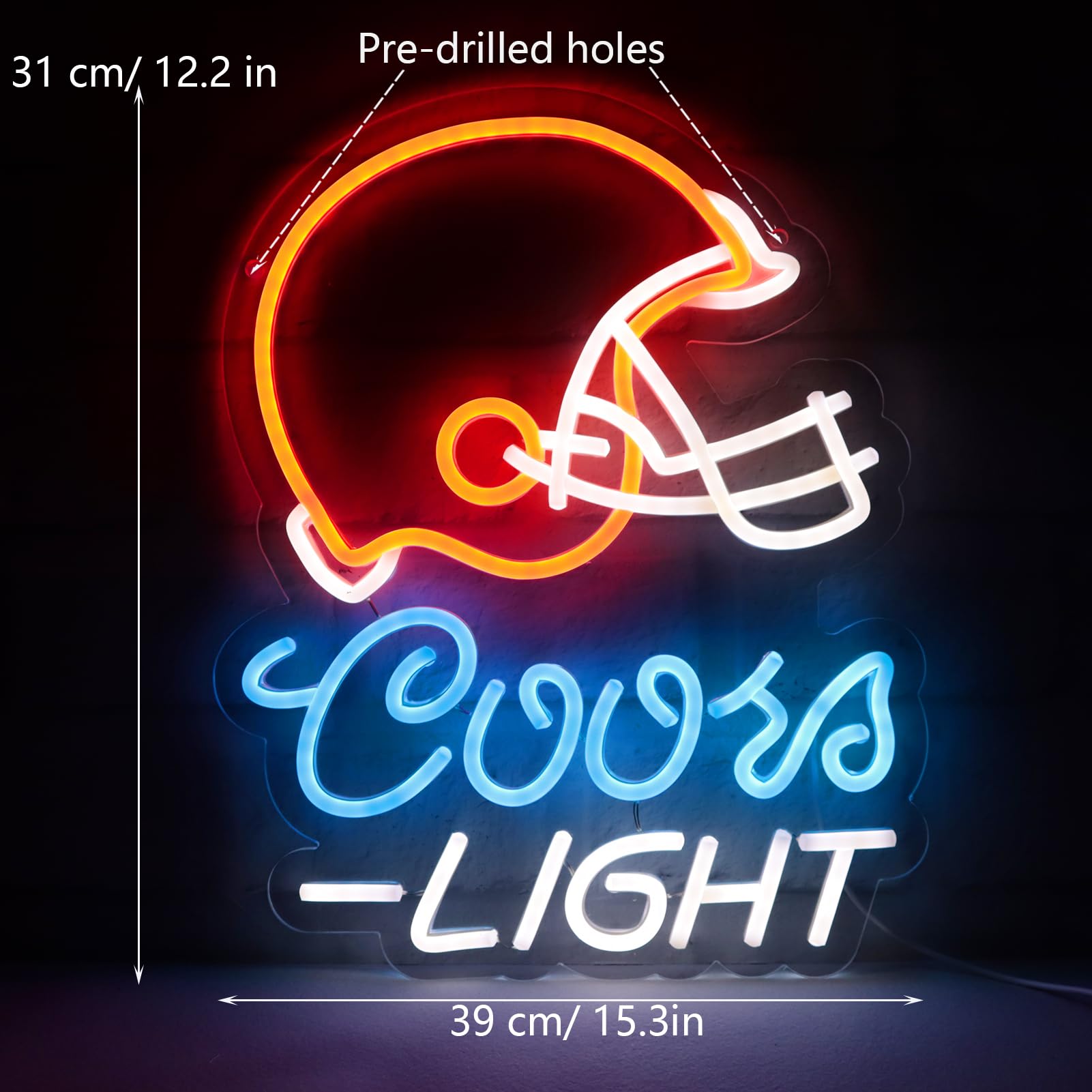 JFLLamp Neon Wall Decor Light - Rugby Helmet Design, LED, Football Color, Model NS-Crs Light, Perfect for Man Cave and Parties