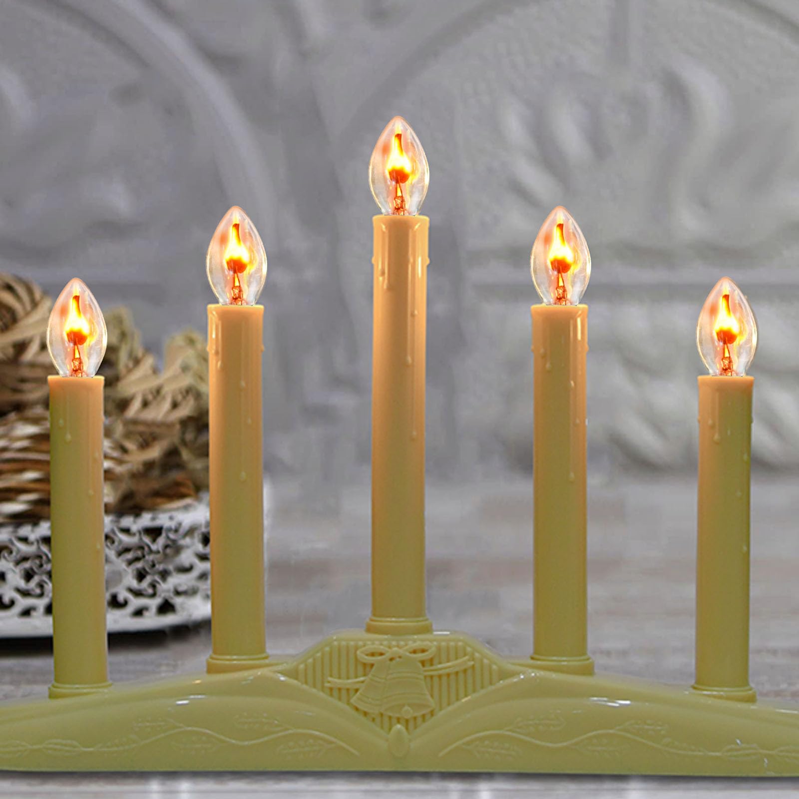 GOOTHY C7 Flickering Flame Light Bulbs, 25 Pack, 1W Clear Glass, E12 Candelabra Replacement for Christmas Window Candles