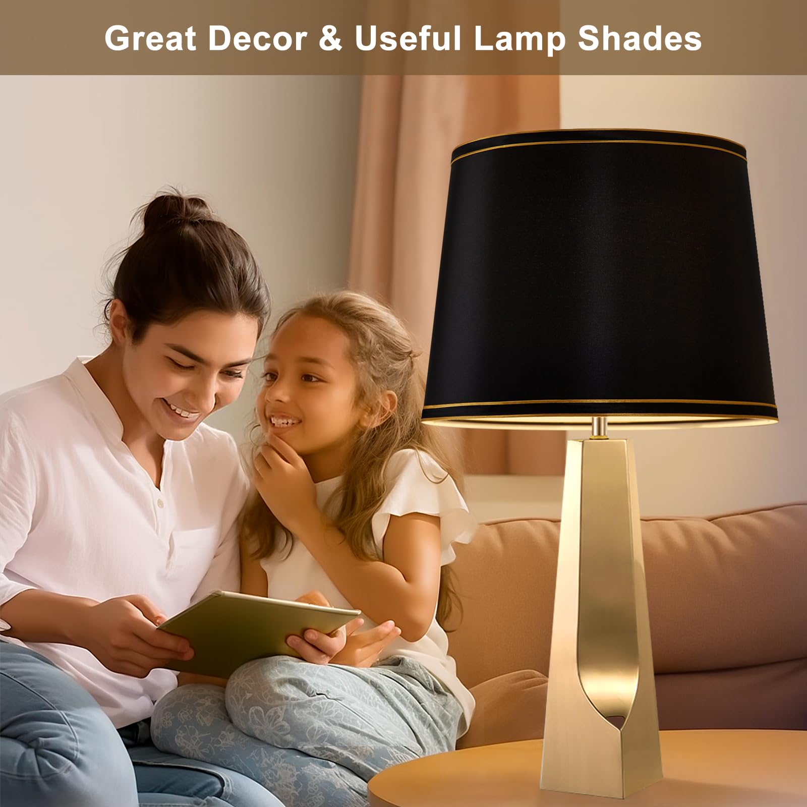 Lamp Shades Set Of 2, Drum Lampshades, Lampshade 10 Inches Height, Lampshades For Table Lamp, Floor Lamp, Pendant Light, Grey La