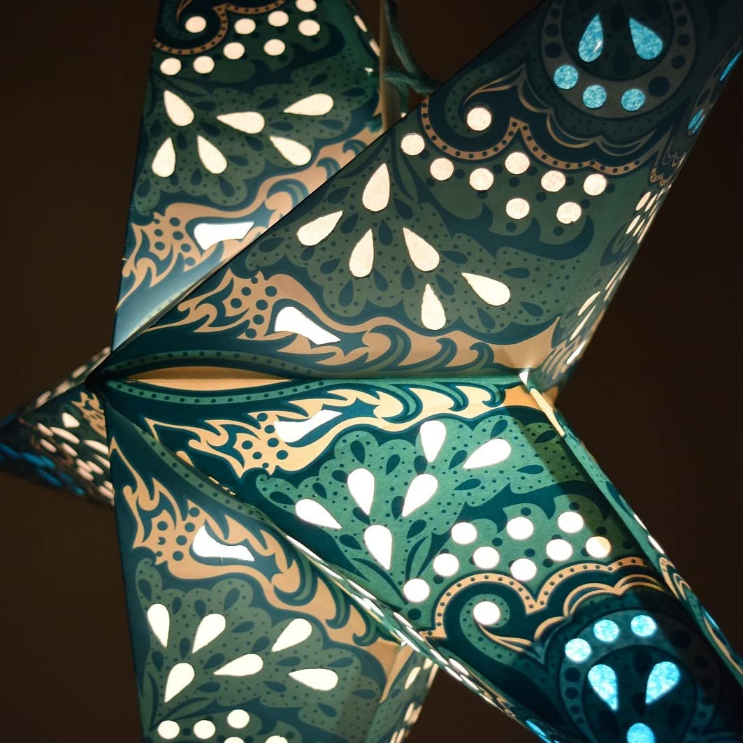 Hometown Evolution, Inc. Turquoise Charm Paper Star Lantern With 12 Foot Power Cord Included