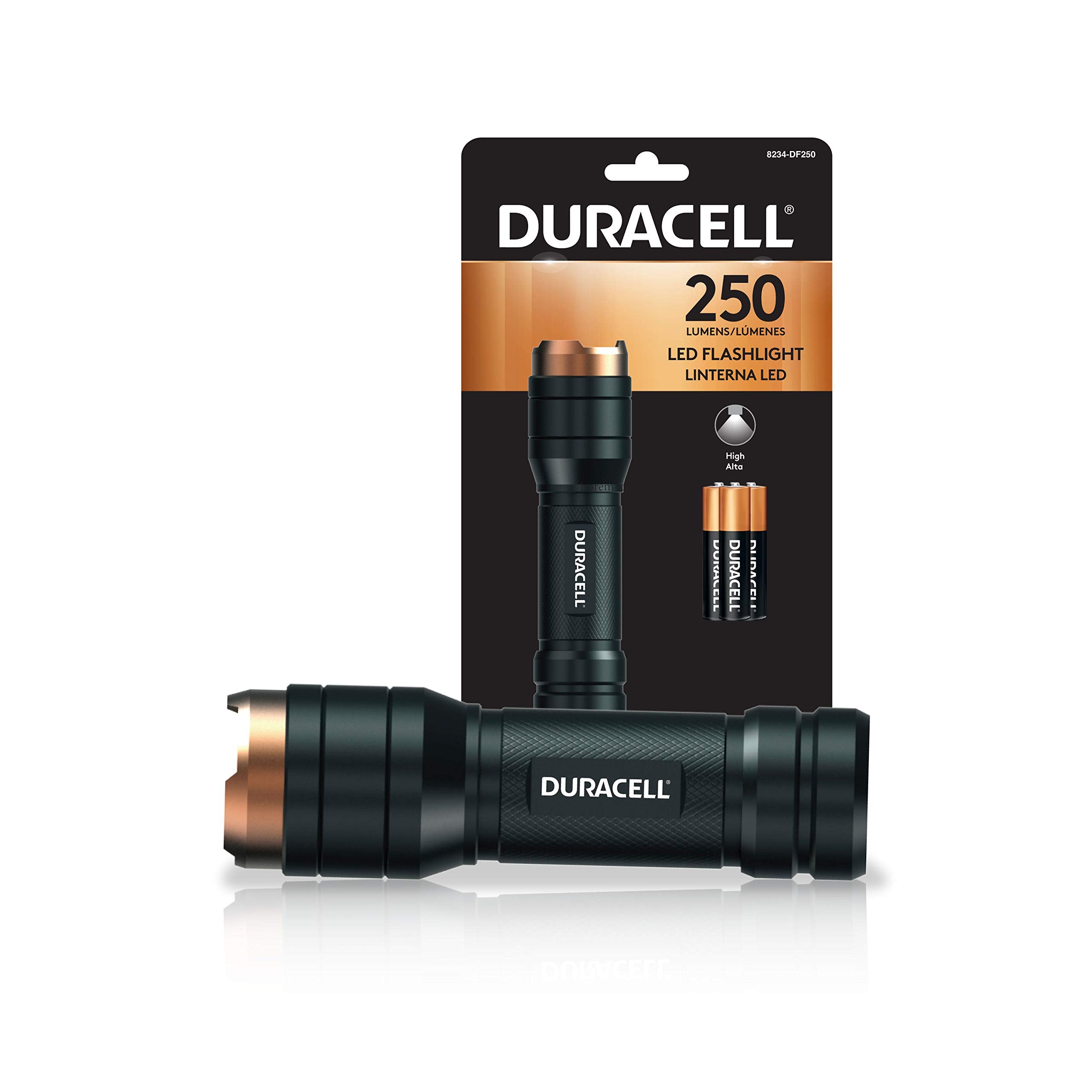 Duracell 250 Lumen Aluminum Flashlight for Everyday Use - Reliable, Durable, and Portable Design with 3-AAA Batteries Included. 