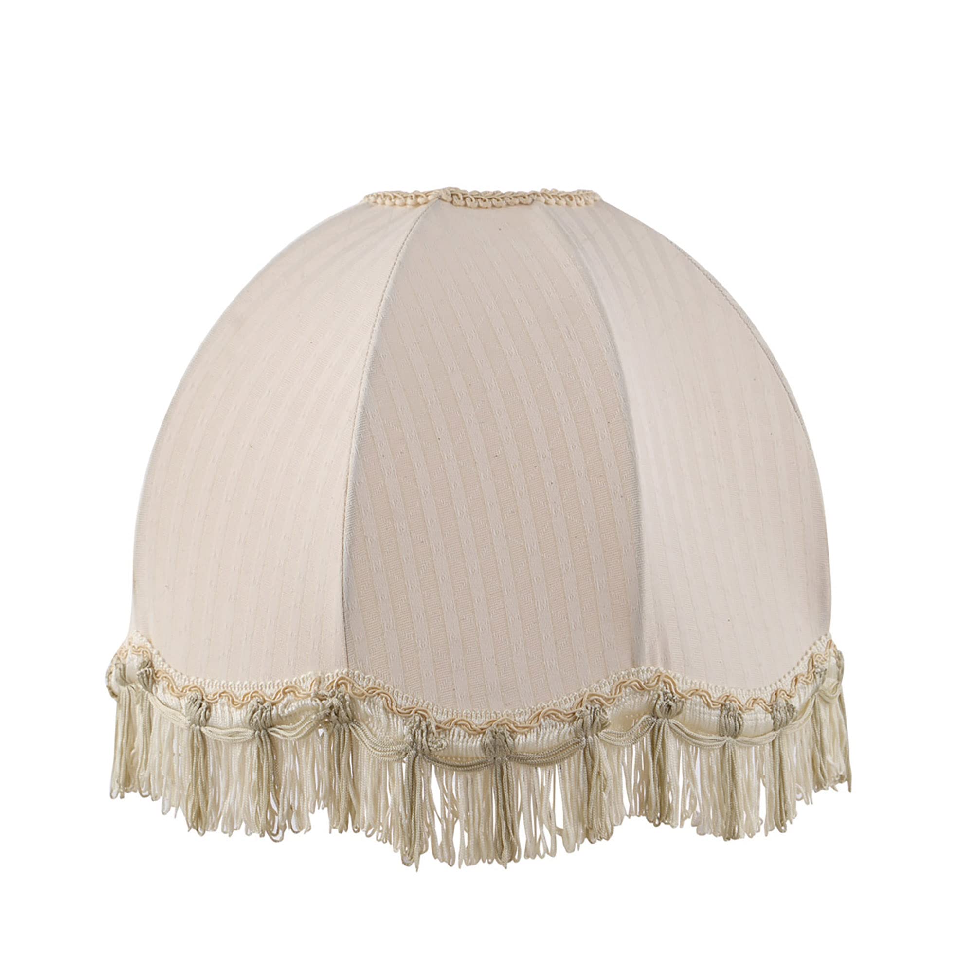 Aspen Creative 34501, Handsewn Off-White Spider Lamp Shade/Jacquard Textured Fabric with Fringe, 4&quot; Top x 13&quot; Bottom x 10&quot; Slant Height