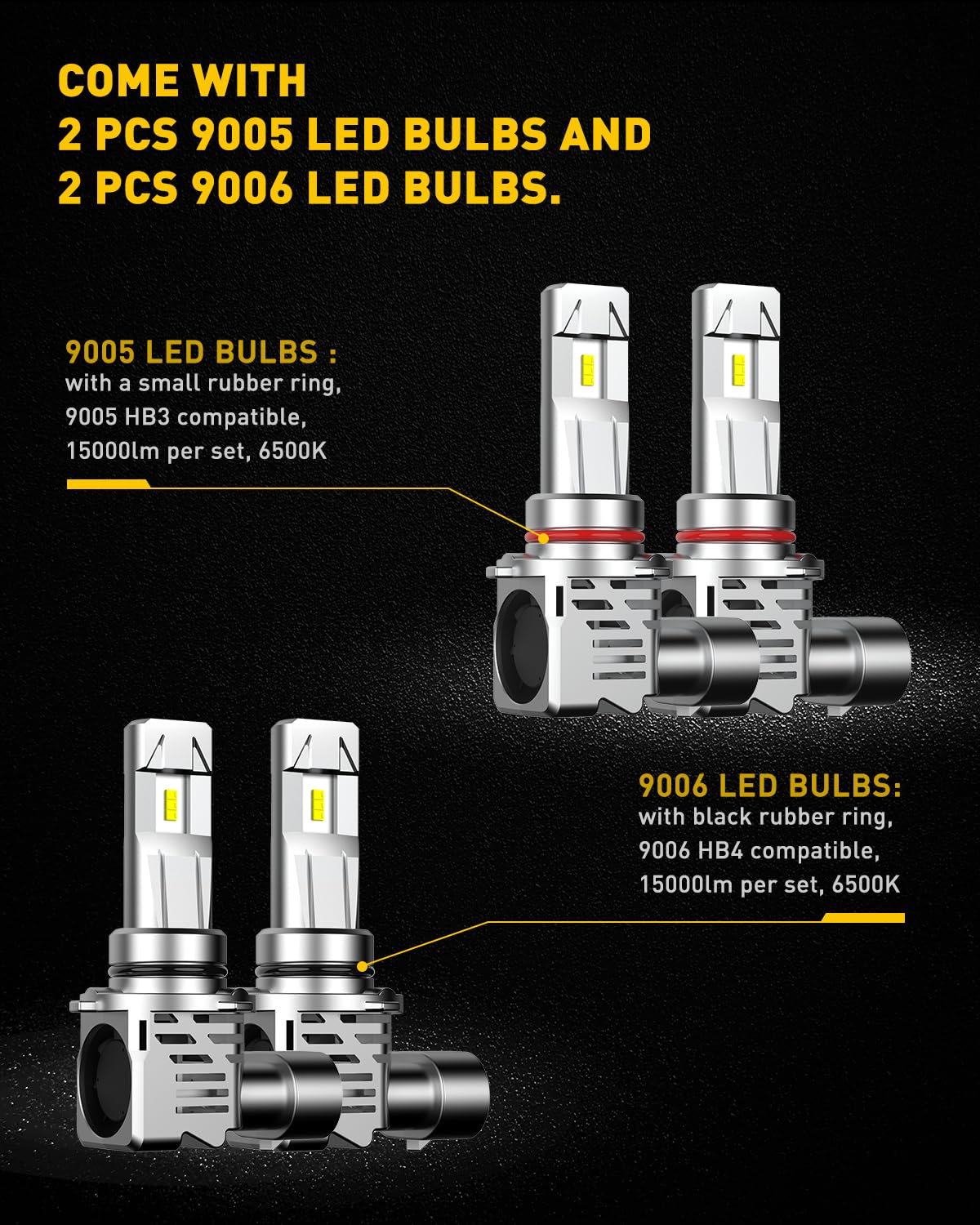 AUXITO LED Fog Light Bulbs, 9005/HB3 9006/HB4, 30000LM Bright, Mini Size, Cool White, Pack of 4