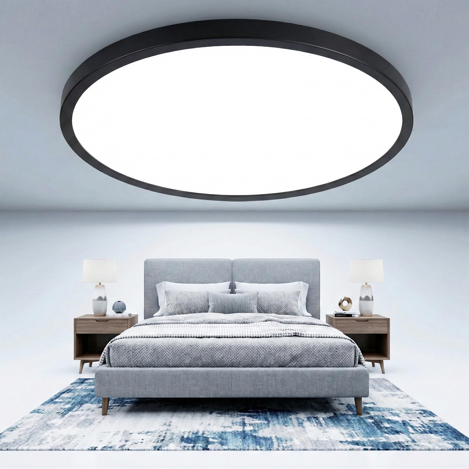 16.5 Inch Large Flush Mount Ceiling Light Fixtures  4200 Lumens 32W Ceiling Lamp  2700K-6500K Selectable & Dimmable  0.86 Inch Extremely Thin Black Modern Flat LED Ceiling Lights for Bathroom  1 Pack