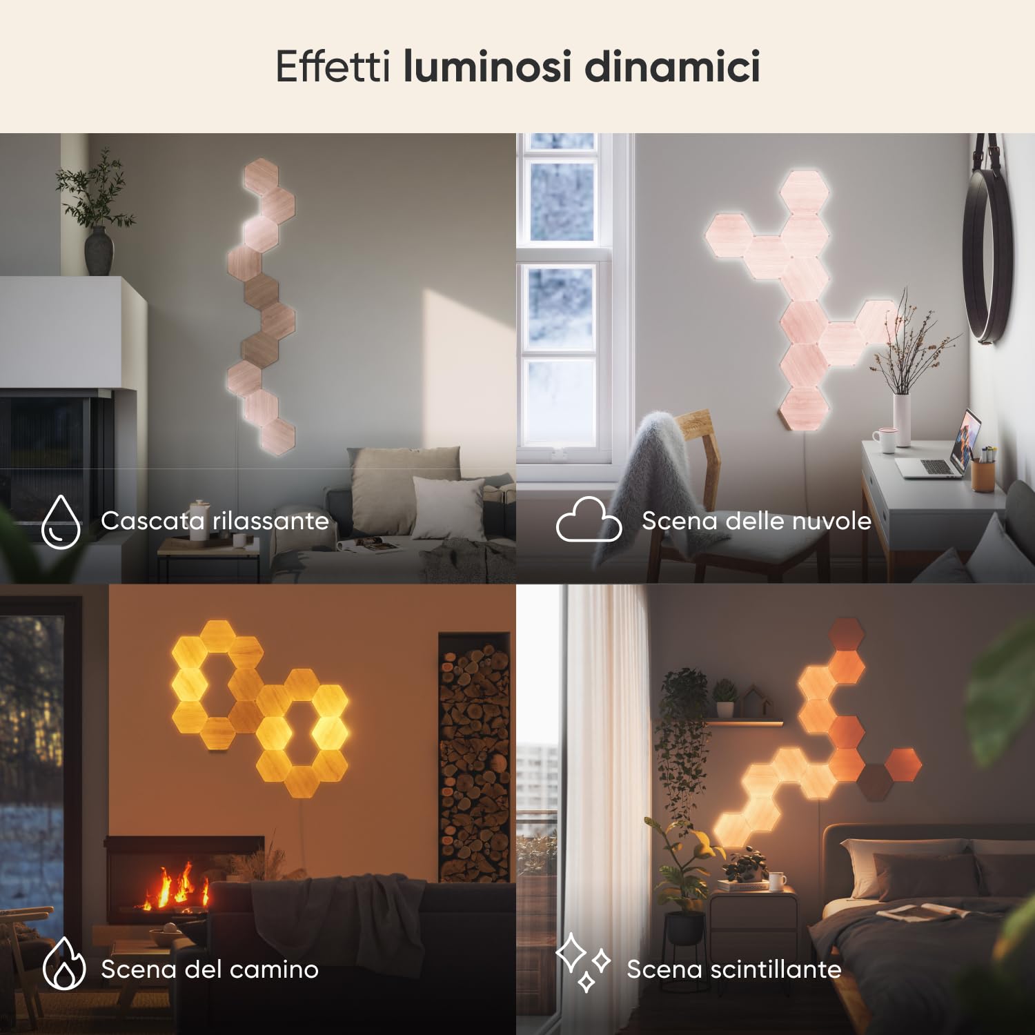 Nanoleaf Elements Expansion Pack (3 Panels) - Brown Wood Look Hexagons, Model NL52-E-0001HB-3PK, Plastic Material