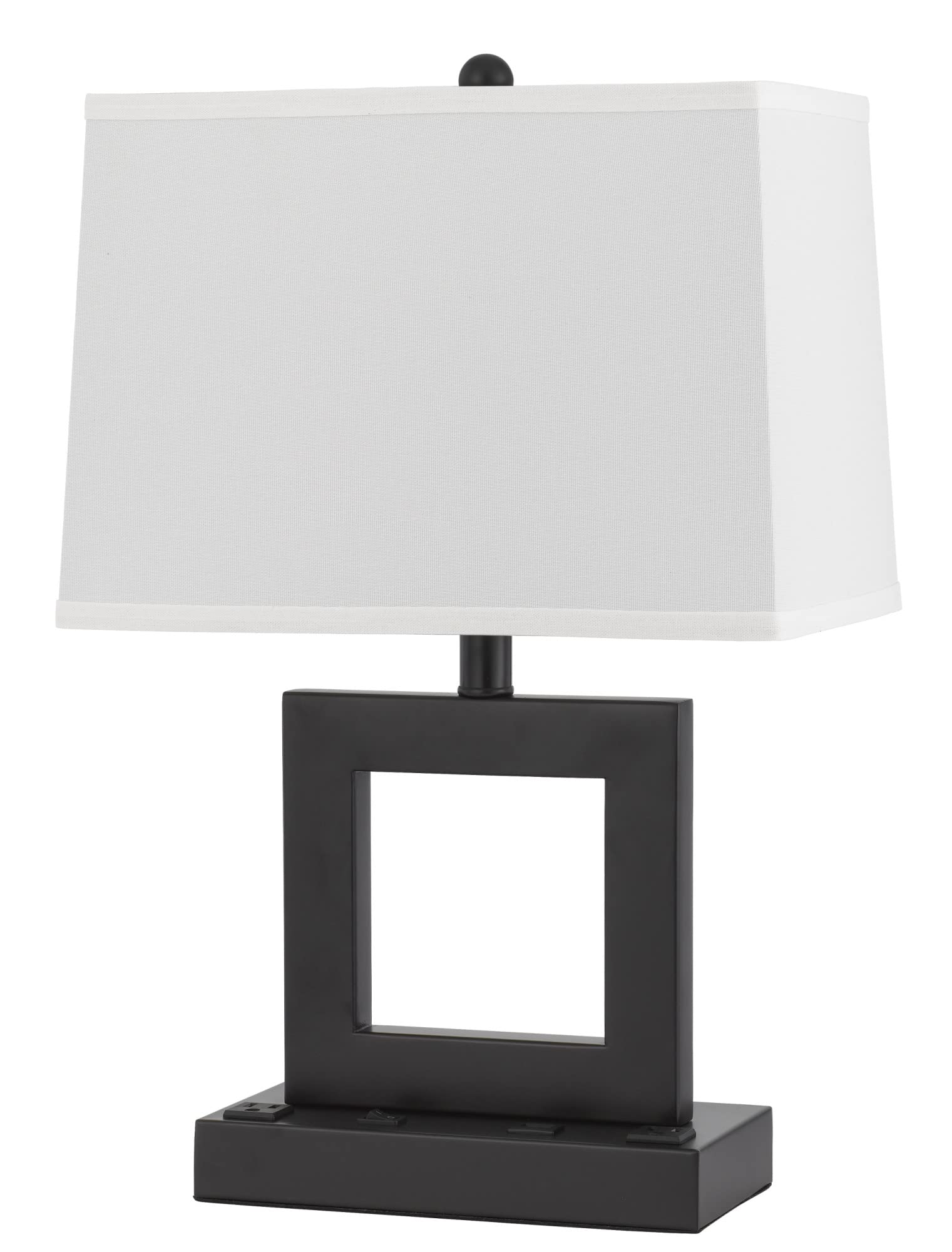 Cal Lighting LA-8042DK Cachan Metal Desk Lamp with 2 Power Outlets and 1 USB Charging Port, Antique Bronze