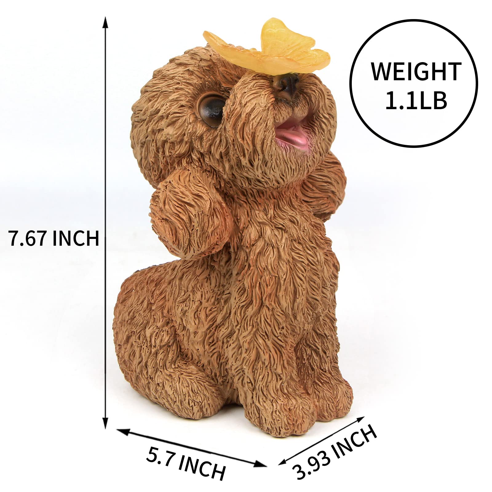 PaLuQiYa Dog Statues Outdoor Decor - Solar Resin Dog Ornaments for Garden, Patio, Lawn - Teddy Color, Ideal Housewarming Gift