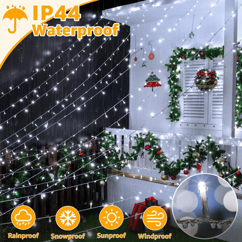 Ollny LED String Lights, 800LED, Cool White, Waterproof, Remote, 8 Modes, Dimmable, 262FT, Model HG-29V801C