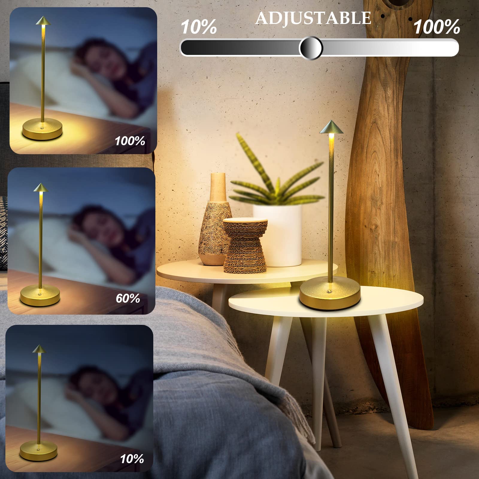 Maglaw Rechargeable Cordless Lamps,3000Mah Battery Operated Table Lamp,Portable Led Touch 2 Levels Brightness Dimmable Bar Lamp,