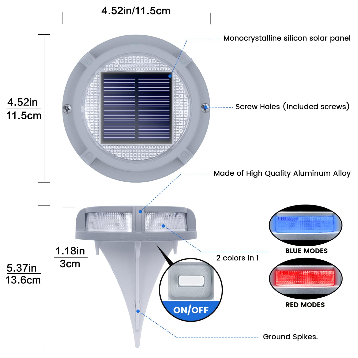 SIEDiNLAR Solar Deck Lights 16 LEDs Waterproof 16 Pack Blue/Red Model SD008-BR-16PK