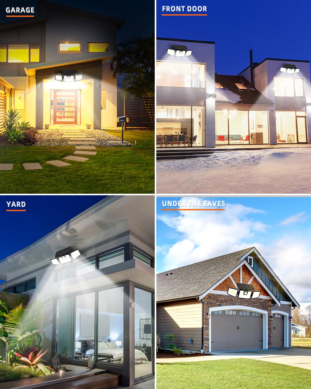 Incx Solar Motion Sensor Lights Outdoor, 3 Heads Security Lights Solar Powered, 156 Led Flood Light Motion Detected Spotlight For Patio Yard Garage Entryways, Ip65 Waterproof 4 Pack