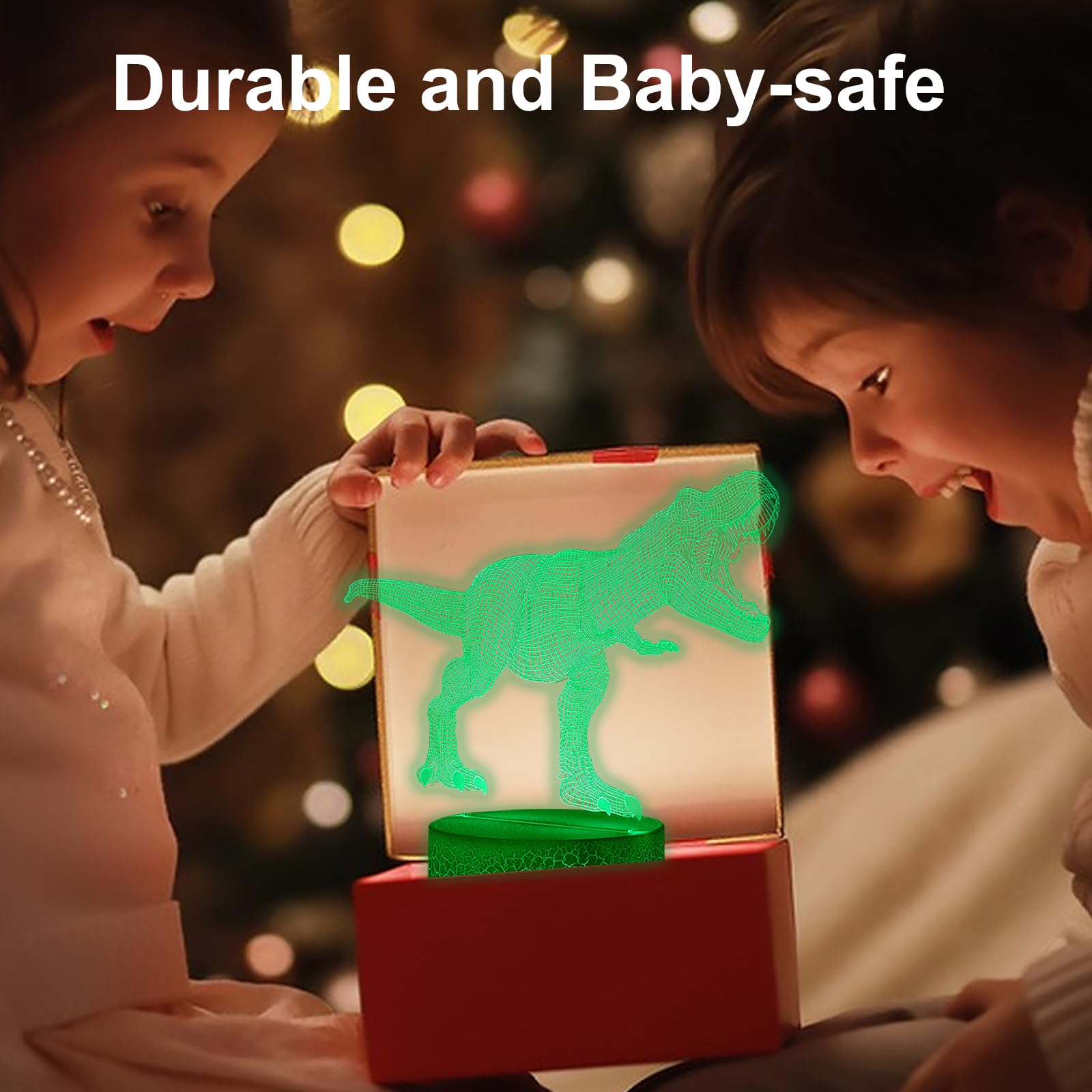 Aolalow Dinosaur Night Light For Boys, Dinosaur Lamp, Dinosaur Light, Dinosaur Toys, Dino Lamp,3D Illusion Night Lamp, Led Table Lamp With Touch Sensor And 7 Colors Change.
