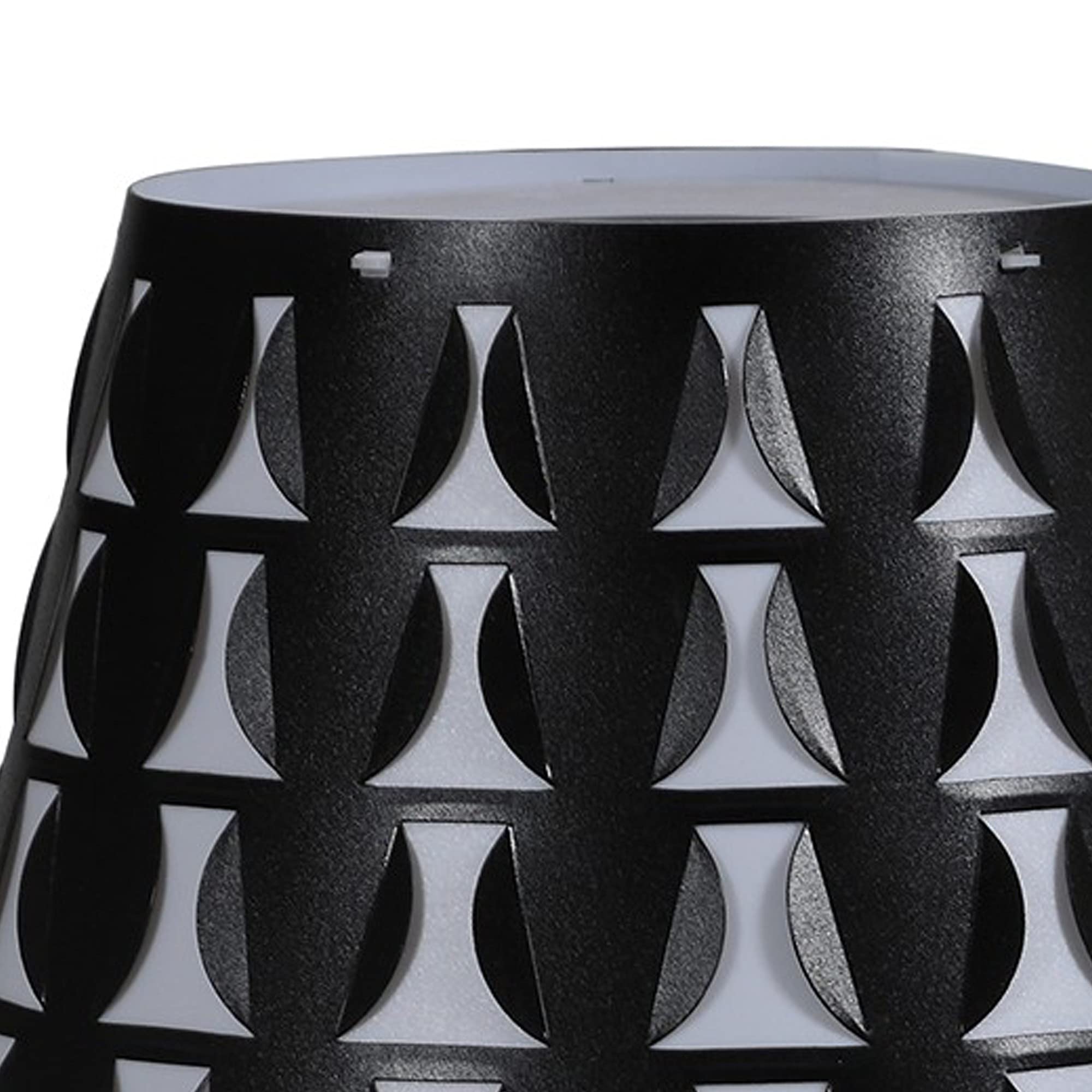 Benzara Plastic Shade Metal Table Lamp, Open Clover Base, Model BM240899, Black