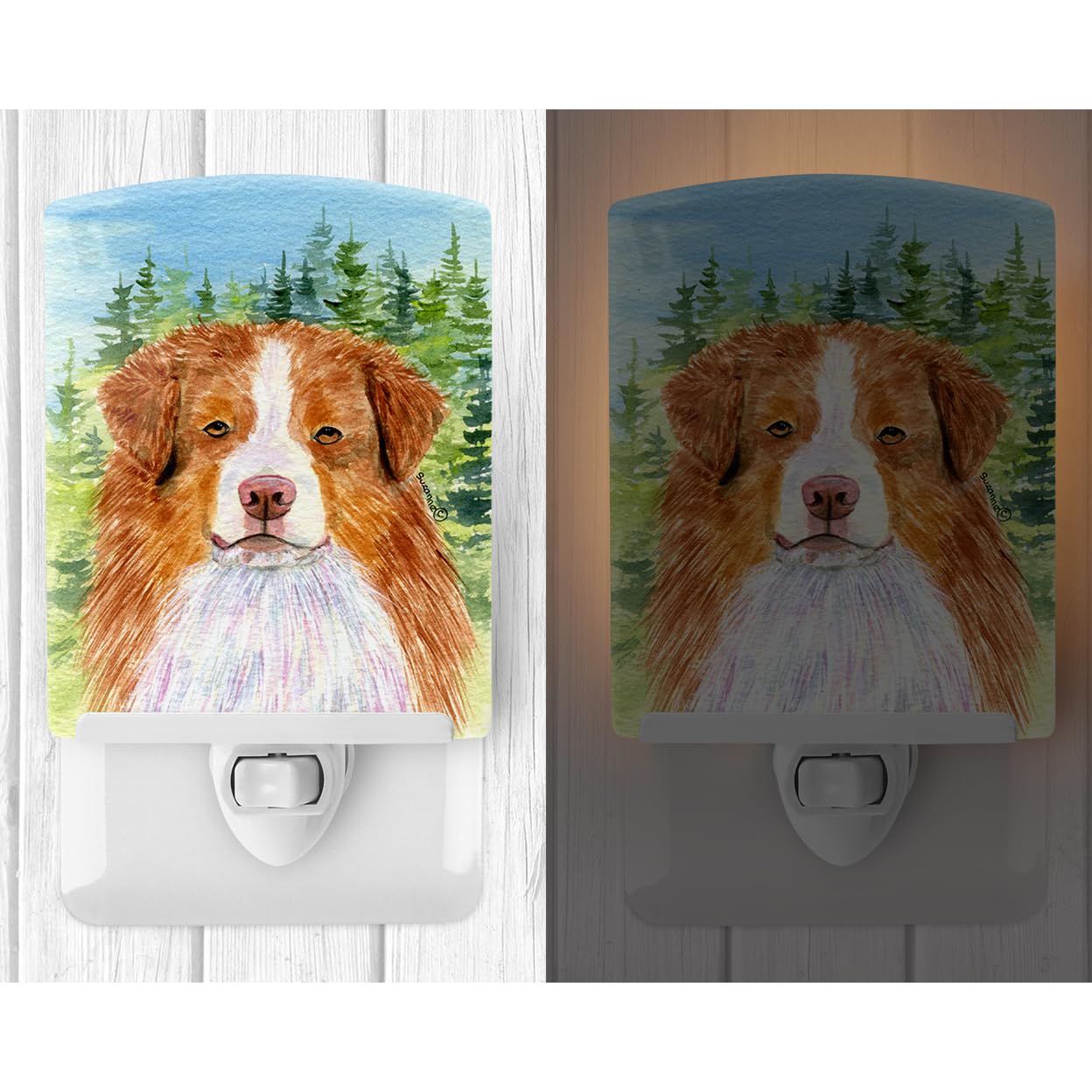 Caroline'S Treasures Ss8317Cnl Australian Shepherd Ceramic Night Light Compact, Ul-Certified, Ideal For Bedroom, Bathroom, Nursery, Hallway, Kitchen, 6X4X3, Multicolor